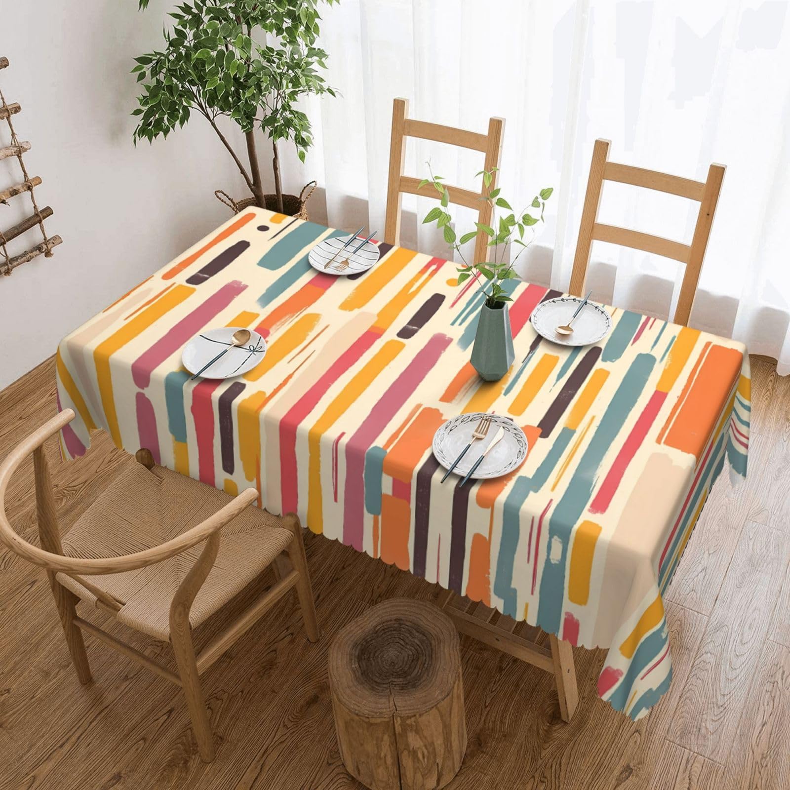 MROWYC Rainbow stripes Printed tablecloths are suitable for hotels, picnics, and parties, and can effectively protect the tabletop