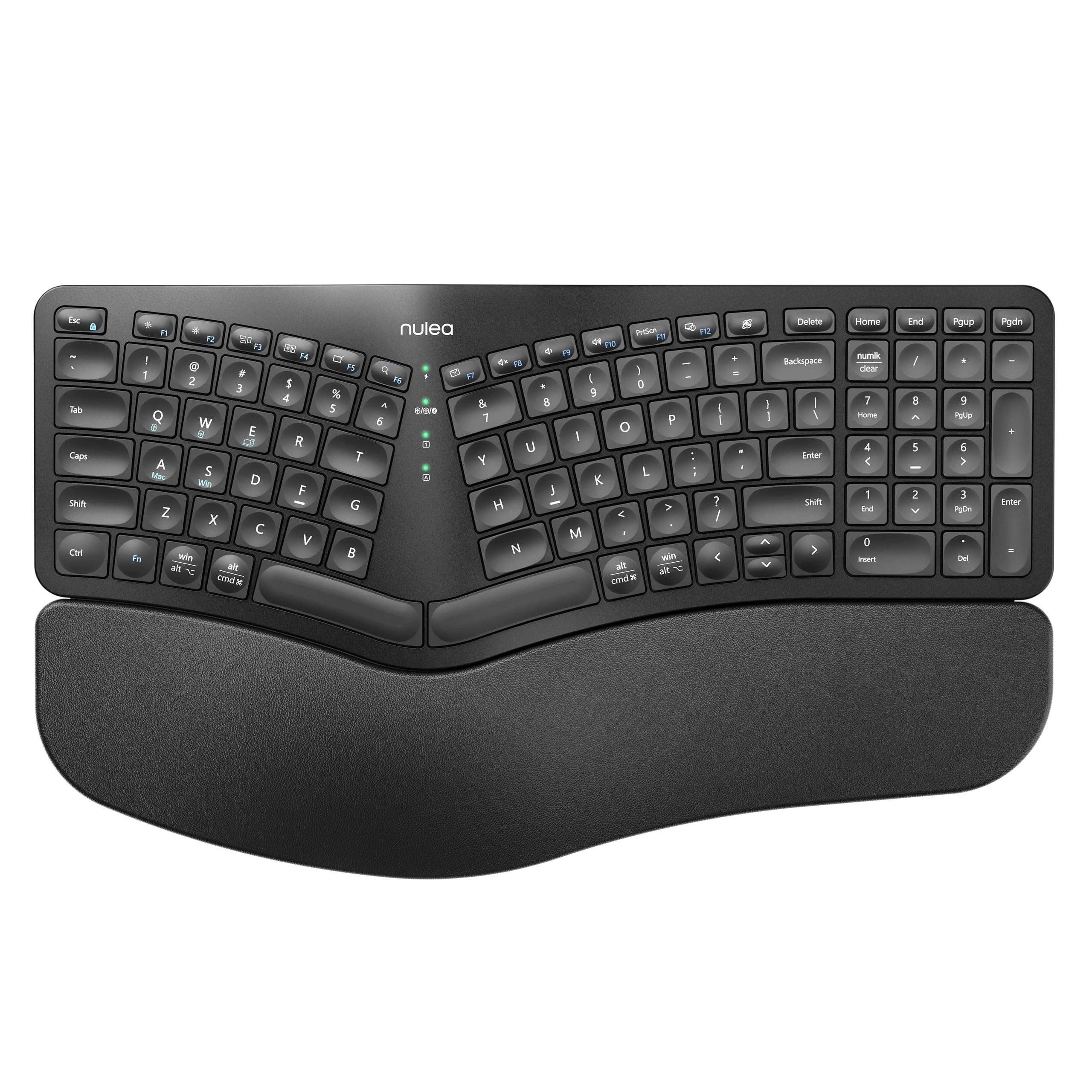 Nulea Wireless Ergonomic Keyboard, Split Keyboard with Cushioned Wrist Rest