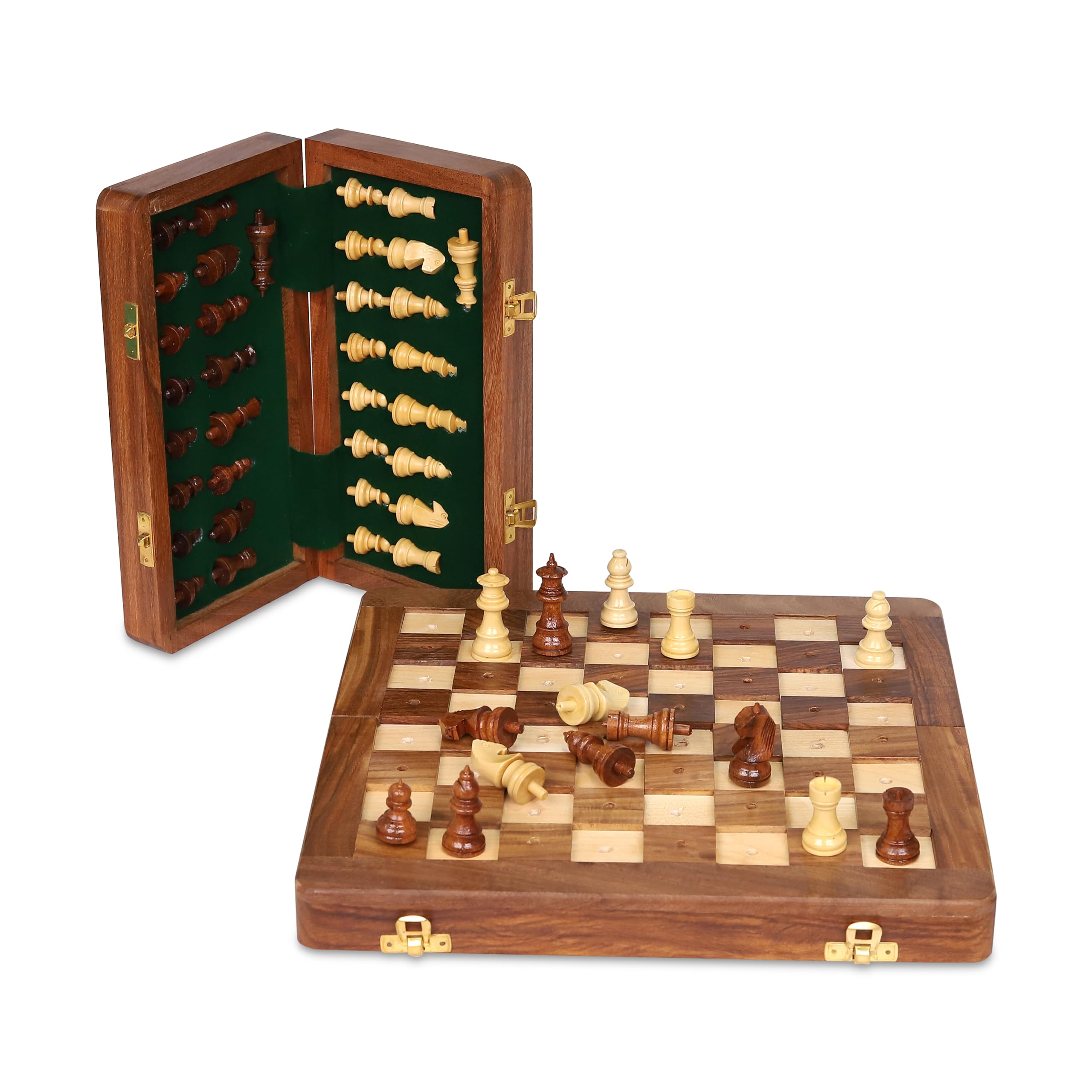 Schachset aus Holz für Blinde und Sehschwäche – große taktile Dame & kontrastreiche Teile – Faltbares Brettspiel für Kinder & Erwachsene – Handgefertigtes tragbares Design – ideal für Reisen