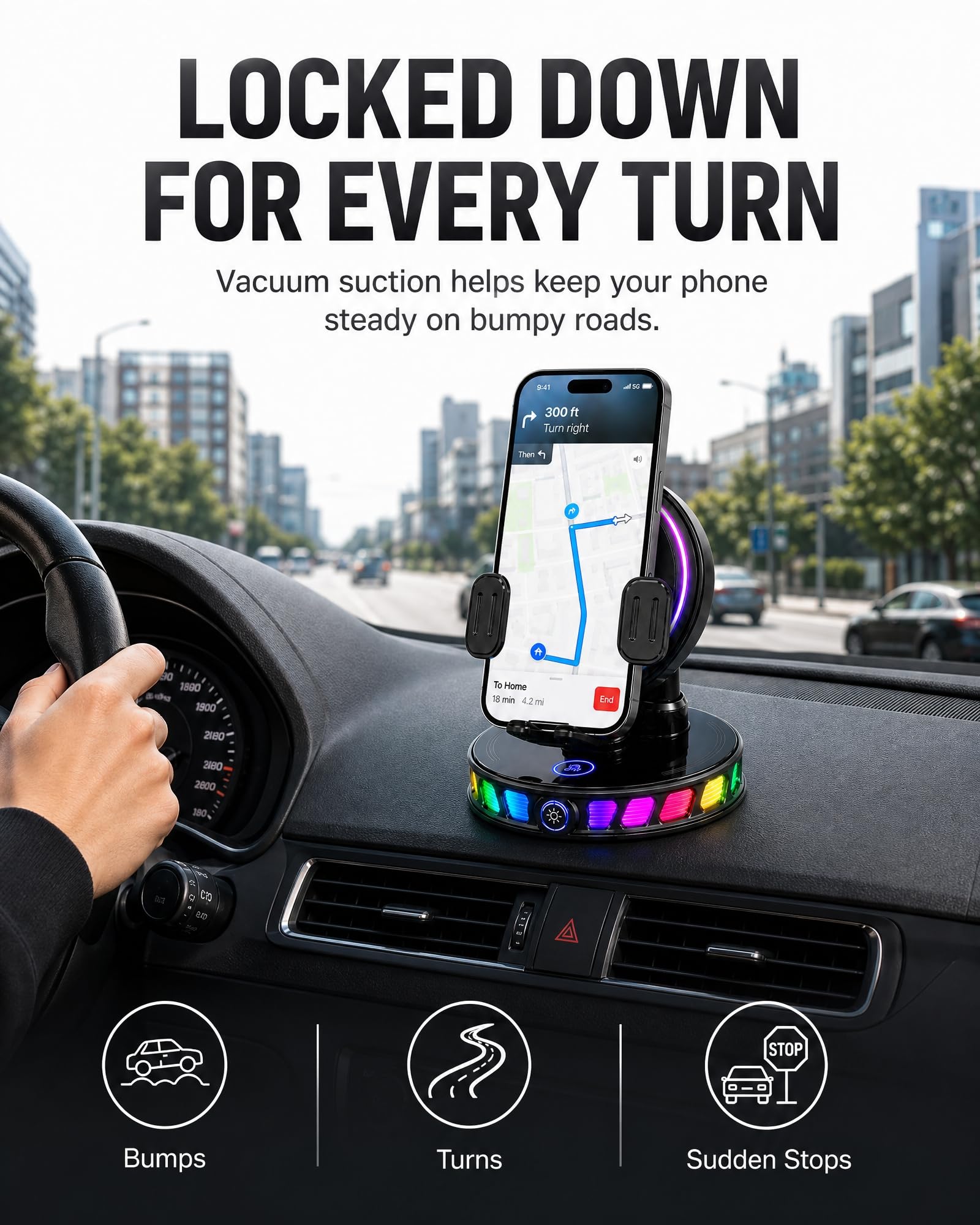Soporte giratorio de 360° para teléfono de coche con carga