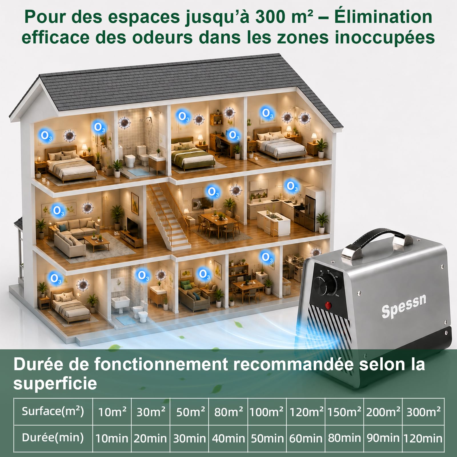 Générateur d’Ozone 60000 mg/h, jusqu’à 300 m²
