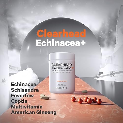 Miniatura 3 de Codeage Clearhead Echinacea+ Suplemento - Equinácea, Schisandra, matricaria, coptis, ginseng americano, astrágalo, ajo, probióticos, vitaminas C y