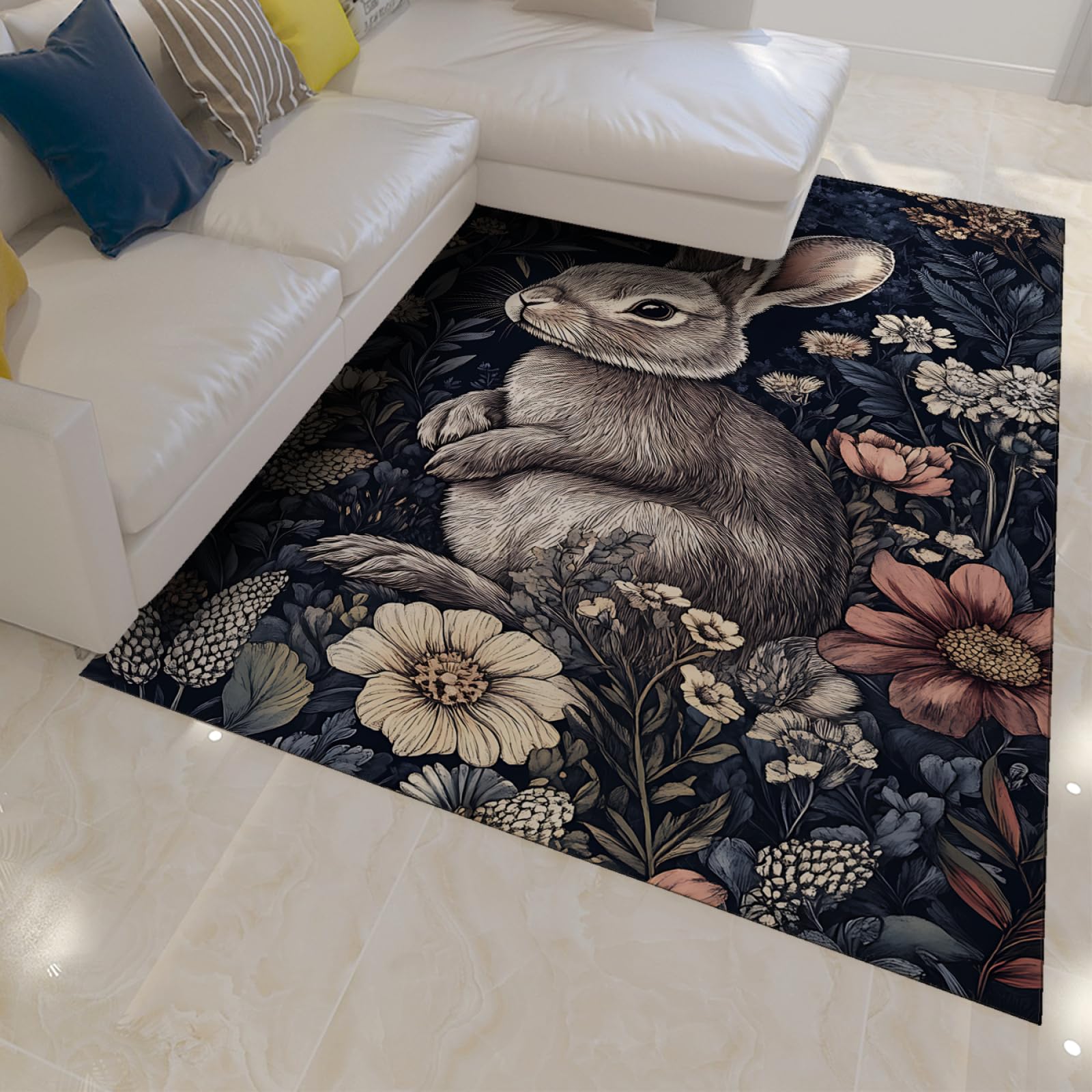 Dywaniki ze zwierzętami leśnymi do salonu las królik nadruk miękki dywan do sypialni duży zmywalny odporny na plamy wycieraczka wejściowa 140 x 200 cm