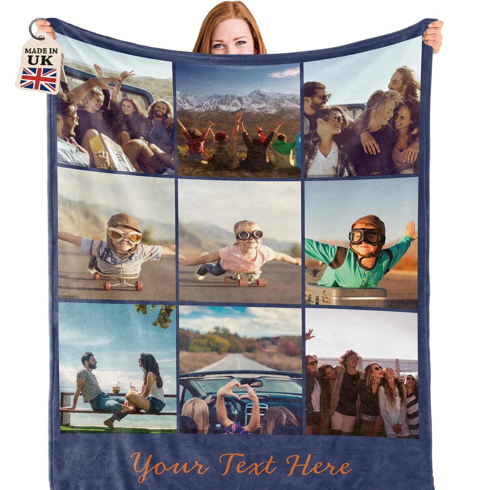 Bemaystar Personalised Blanket for Adults Kids - Personalised Gifts, Photo Blanket with Text, Custom Blanket, Gifts for Friends Family Dad Mum Pet Dog, Gifts for Birthday, Wedding
