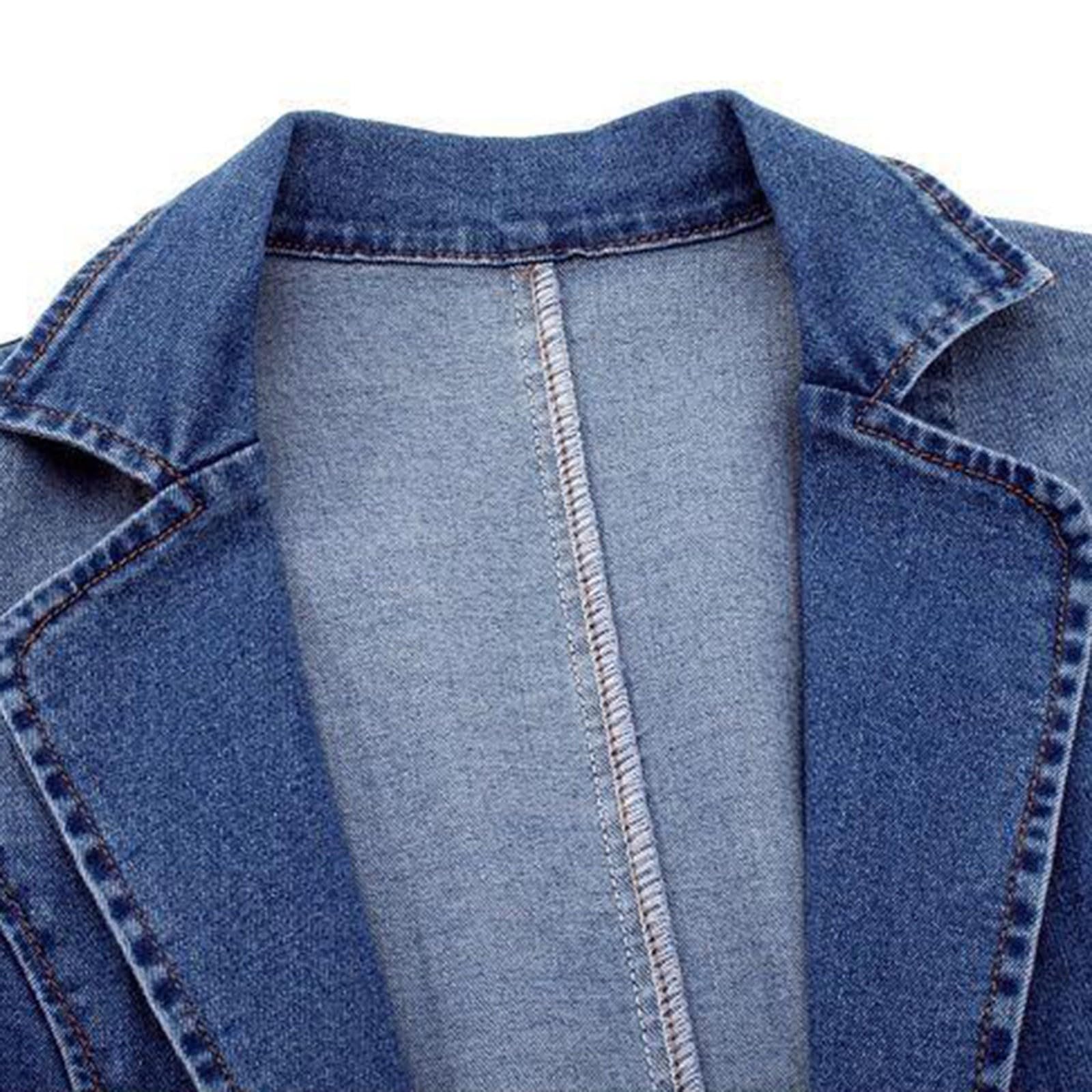 Cocila Veste En Jean Pour Femme Couleur Unie Coupe CintréE Avec Poche à Nouer Automne Manteau Fourrure Veste Blanche Demi Saison Vestes De RandonnéE Homme Mi Doudoune Longue
