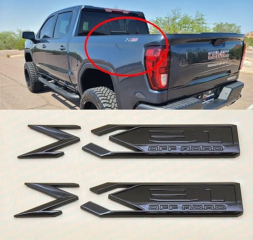 Paquete de 2 emblemas todoterreno X31 84682662 de repuesto para GMC Sierra 1500 2019 2020 2021 2022 (negro brillante)