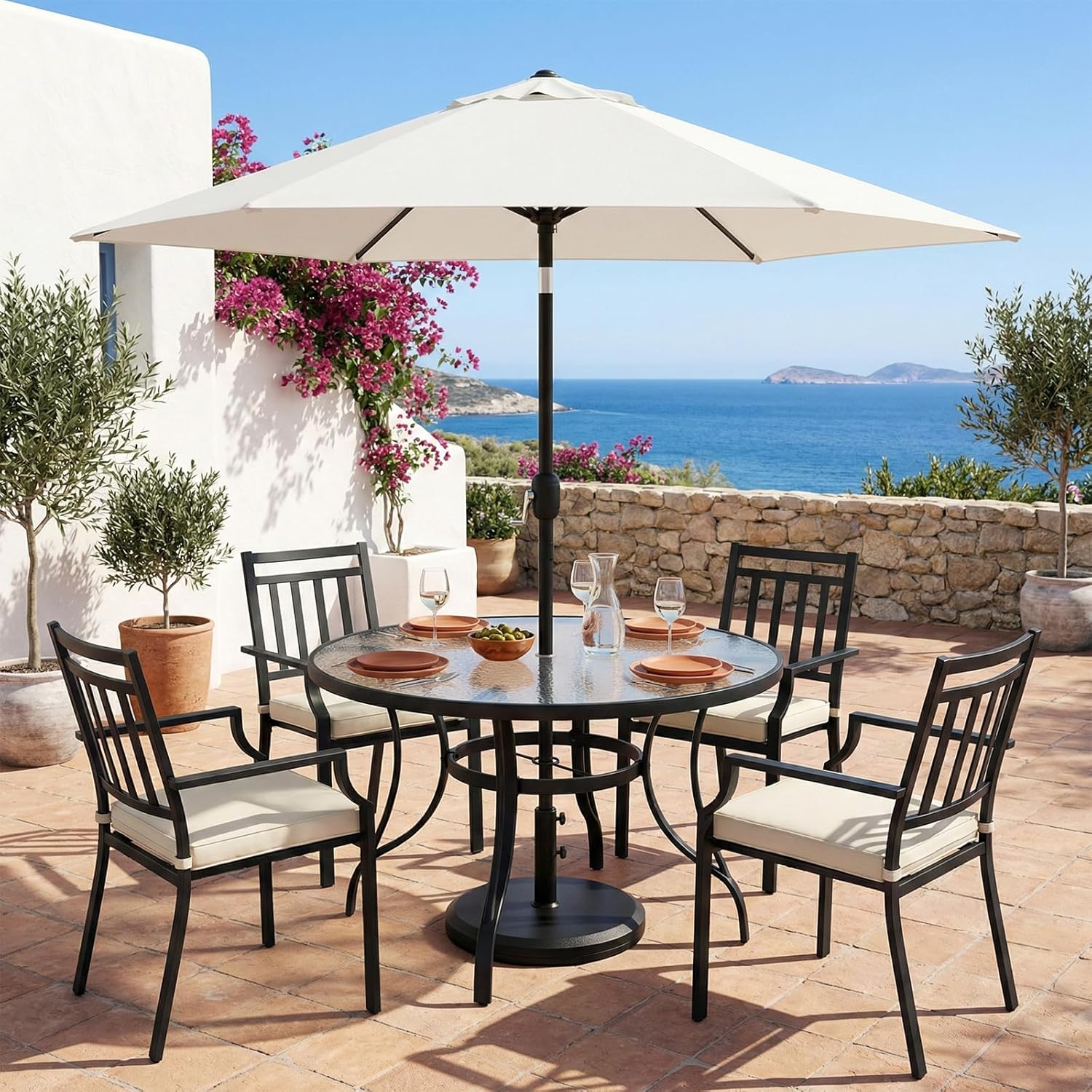 T&Jero 29 lb Round Heavy Duty Patio Market Table Umbrella Base Stand Weight Pre-Filled for Outdoor, Black