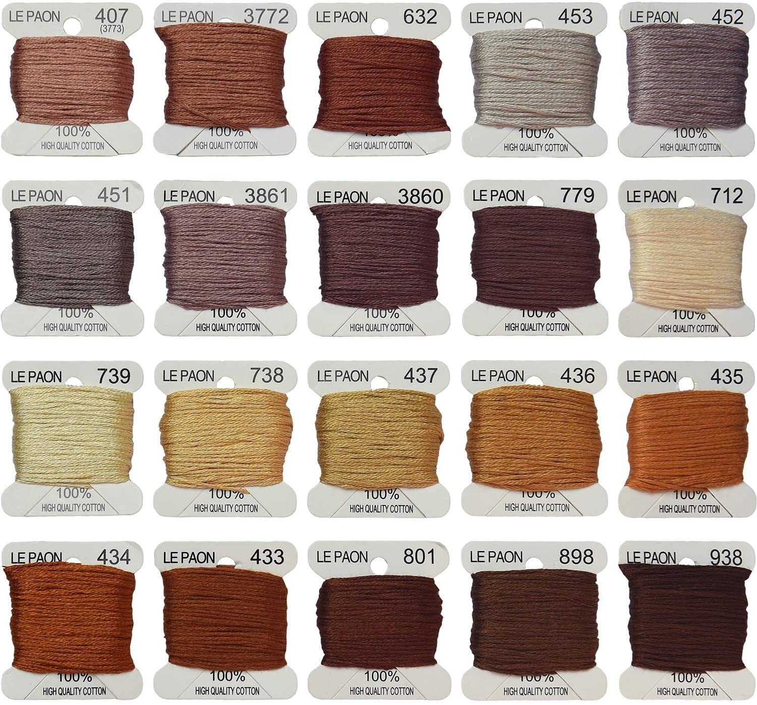 Embroidery Floss bobbins - Cross Stitch Threads - Friendship Bracelets Floss - Crafts Floss - 20 Bobbins Per Pack Embroidery Floss,Light Peach Flesh Gradient