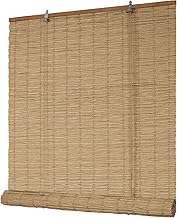 PE Bamboo Look Roller Blind, Weatherproof, W 100 x H 160 cm, Natural, Outdoor Roller Blind for Windows and Doors with Side Pull, Sun & Privacy Protection with UV Protection, for Indoor and