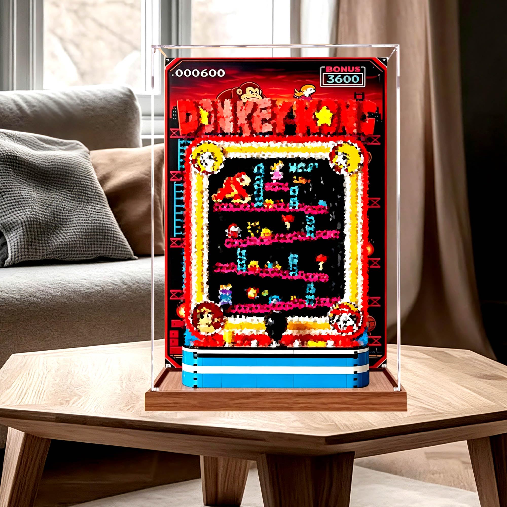 Vetrina, per Le-go 72051 Arcade Machine set (Sfondo 1) | Scatola da vetrina antipolvere, per la casa, compatibile con macchine Arcade 72051 (solo scatola)