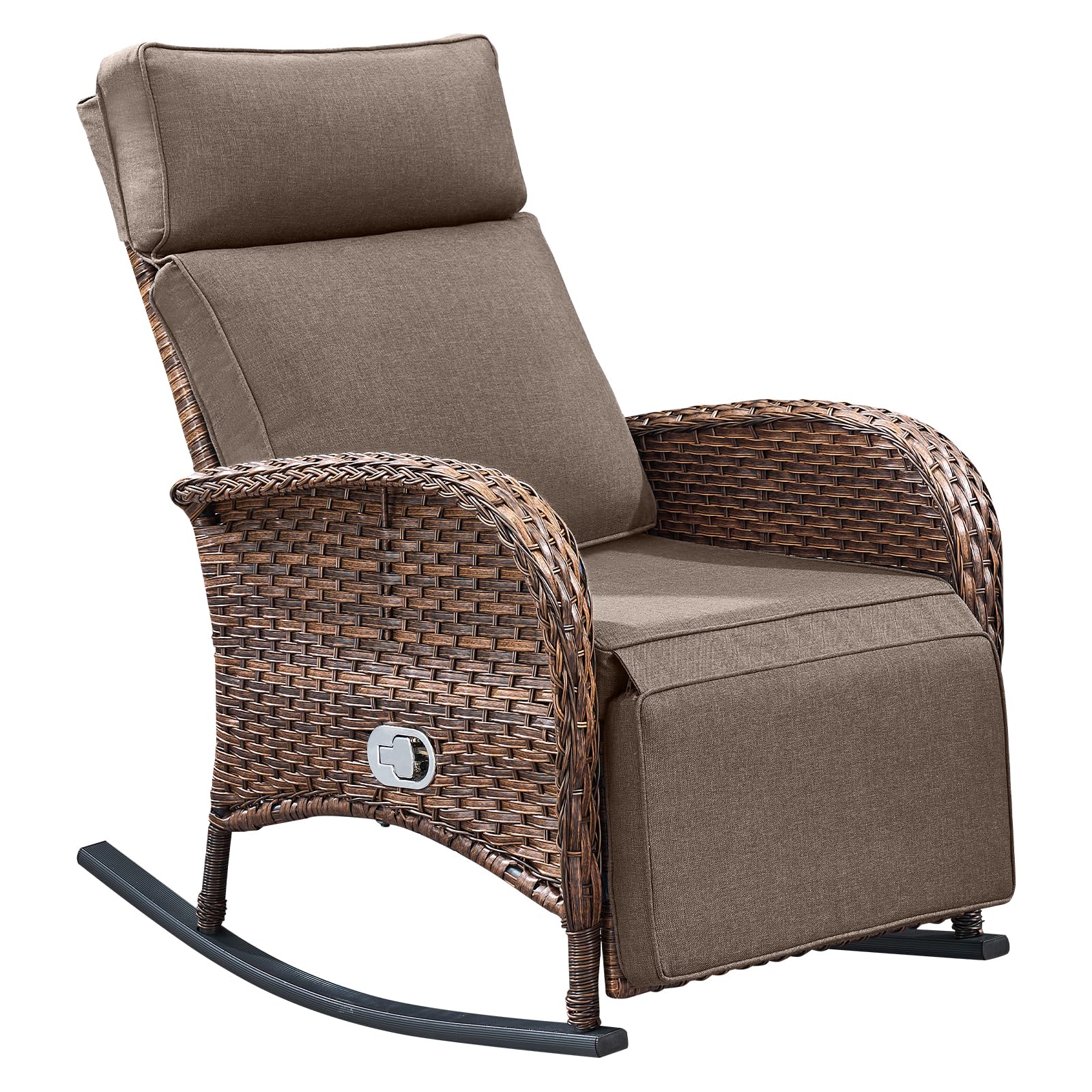 Belord Zero Gravity Wicker Patio Rocking Recliner Chair - Outdoor Lounge Chair with Adjustable Backrest & Footrest, All Weather Reclining Rocker