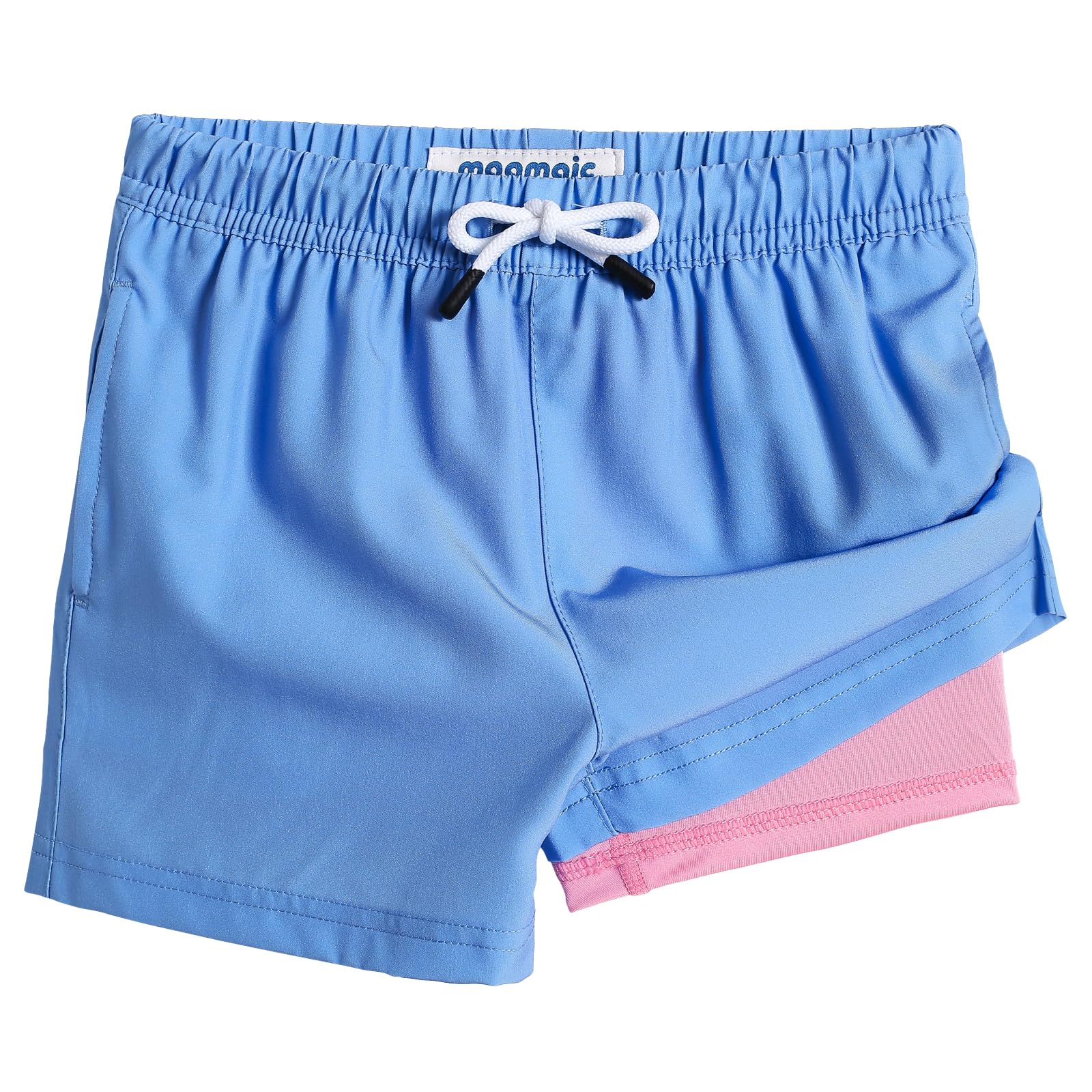 maamgic Boys Swim Trunks with Compression Liner Toddler Stretch Swim Shorts