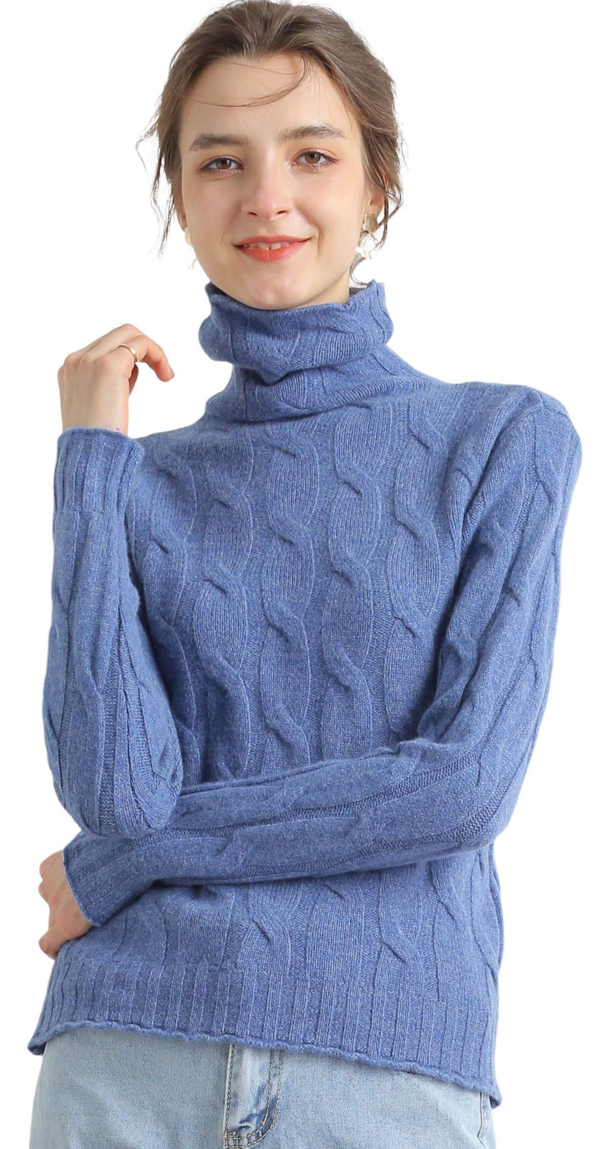 100% Merino Sweater for Women Turtleneck Long Sleeve Lightweight Fall & Winter Wool Knitted Pullover Tops
