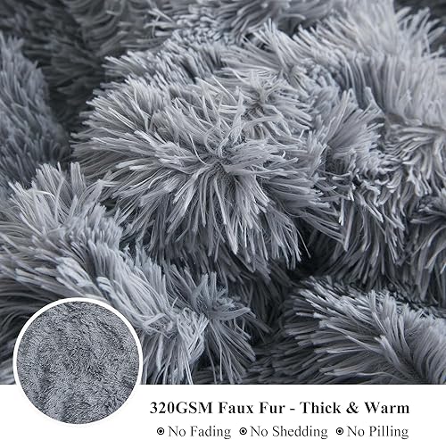 Miniatura 4 de XeGe juego de funda de edredón de terciopelo de lujo ultrasuave, juego de cama de 2piezas, 1funda de edredón de piel sintética y 1funda de almohada