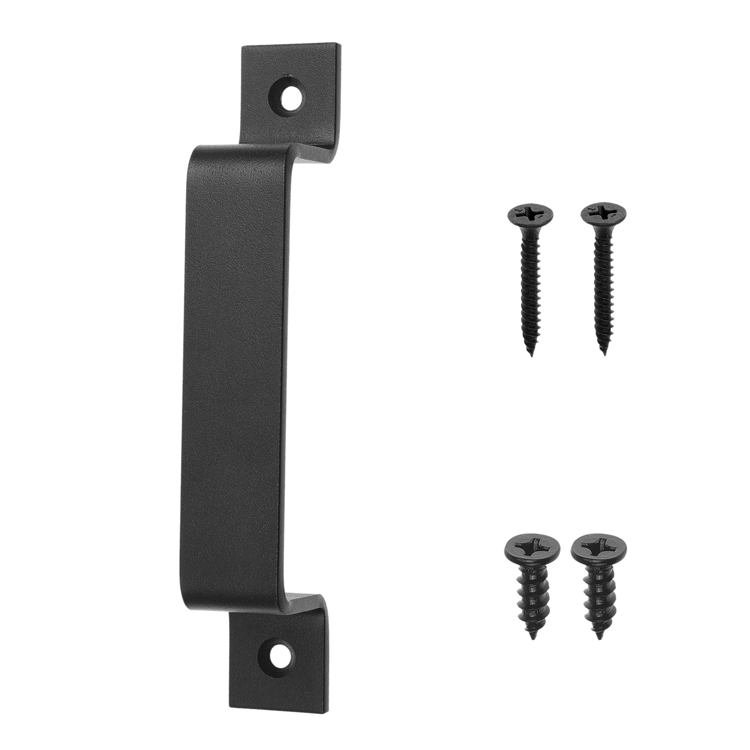Kare & Kind Black 1X Barn Door Handle (Black) - 7.48-Inch Steel With Smooth Edges - Rustic Door Pull For Barn Doors, Sheds, Garages, Gates - Tapping Screws Included