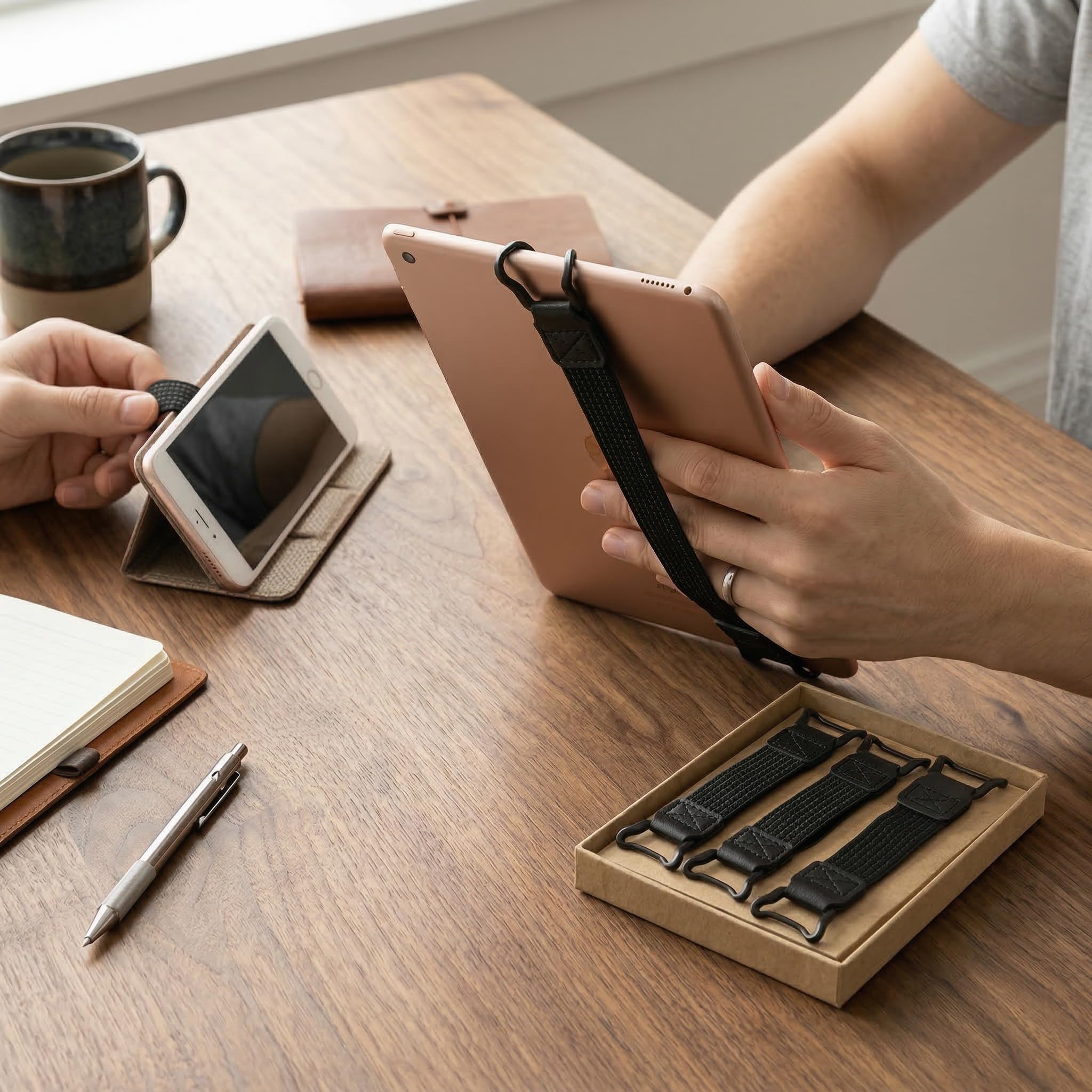 Cinturino di Sicurezza per eReader e Tablet 8.7-13 Pollici, Antiscivolo Regolabile, Supporto Universale per Uso a Una Mano