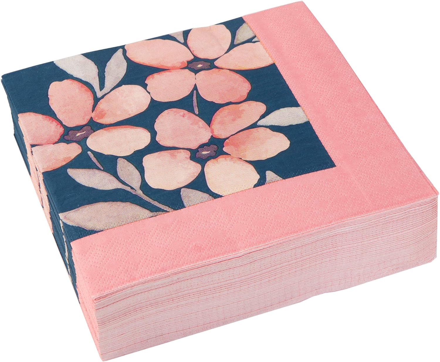Best Deal Cheap 🛒 X&O Paper Goods Navy Blue and Pink Flowers Dessert and Luncheon Napkins, 40pc, 6.5'' W x 6.5'' L Best Cyber Monday 🔥 X&O Paper Goods Navy Blue and Pink Flowers Dessert and Luncheon Napkins, 40pc, 6.5'' W x 6.5'' L