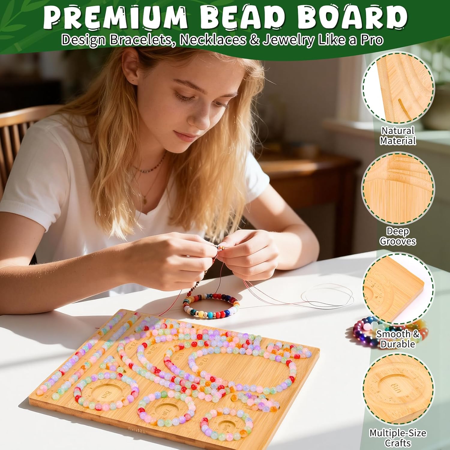 Hysagtek Bead Board for Jewelry Making - Bamboo Beading Board for Necklace & Bracelet Making, DIY Small Jewelry Design Tray Jewelry Making Supplies - Image 3