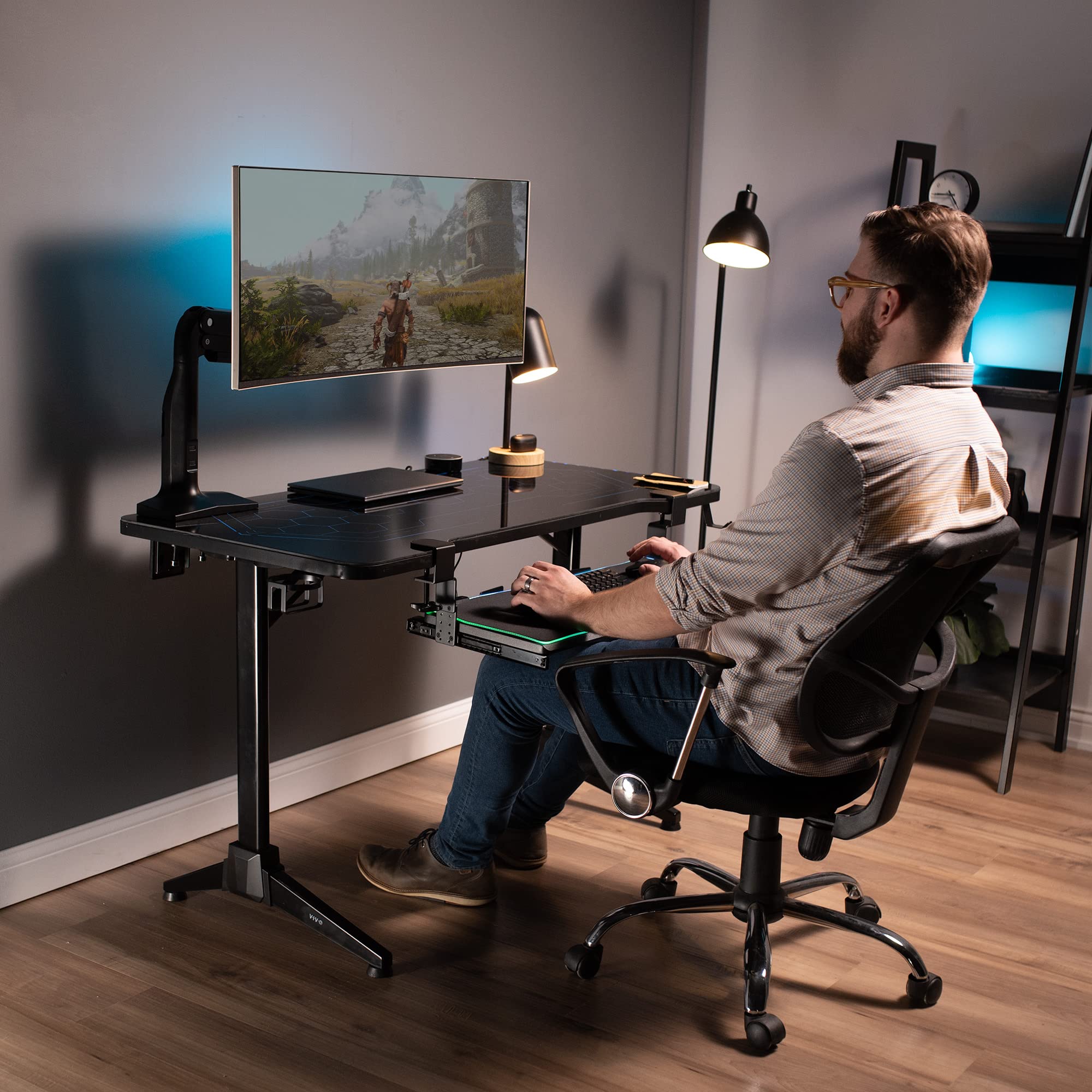 Image secondaire de VIVO MOUNT-RAIL02H - Ensemble de pinces et rail coulissant pour clavier en bois