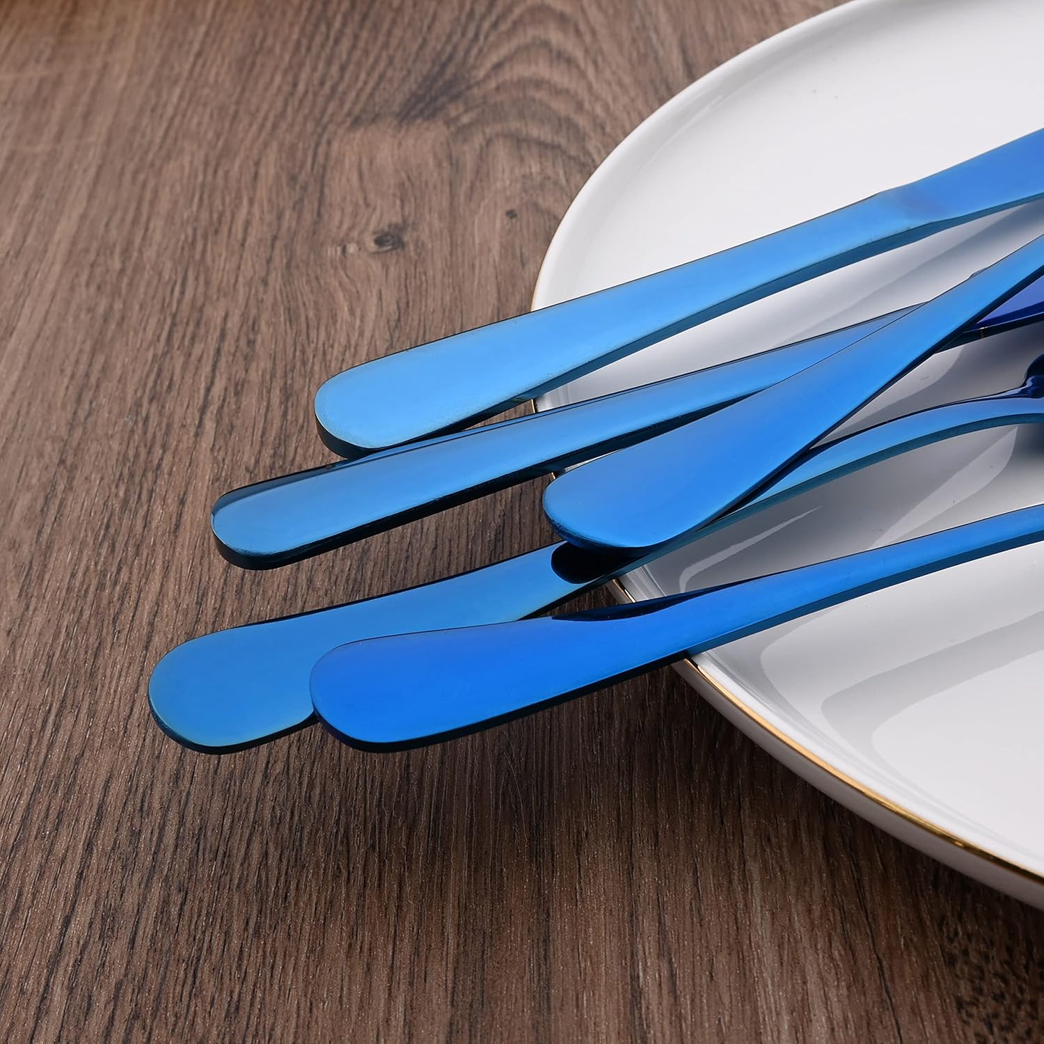 20-Piece Silverware Set Service for 4, Blue Stainless Steel Tableware Set, Mirror Polished Flatware Cutlery Set, Durable Home Kitchen Utensils, Include Knives Forks Spoons, Dishwasher Safe