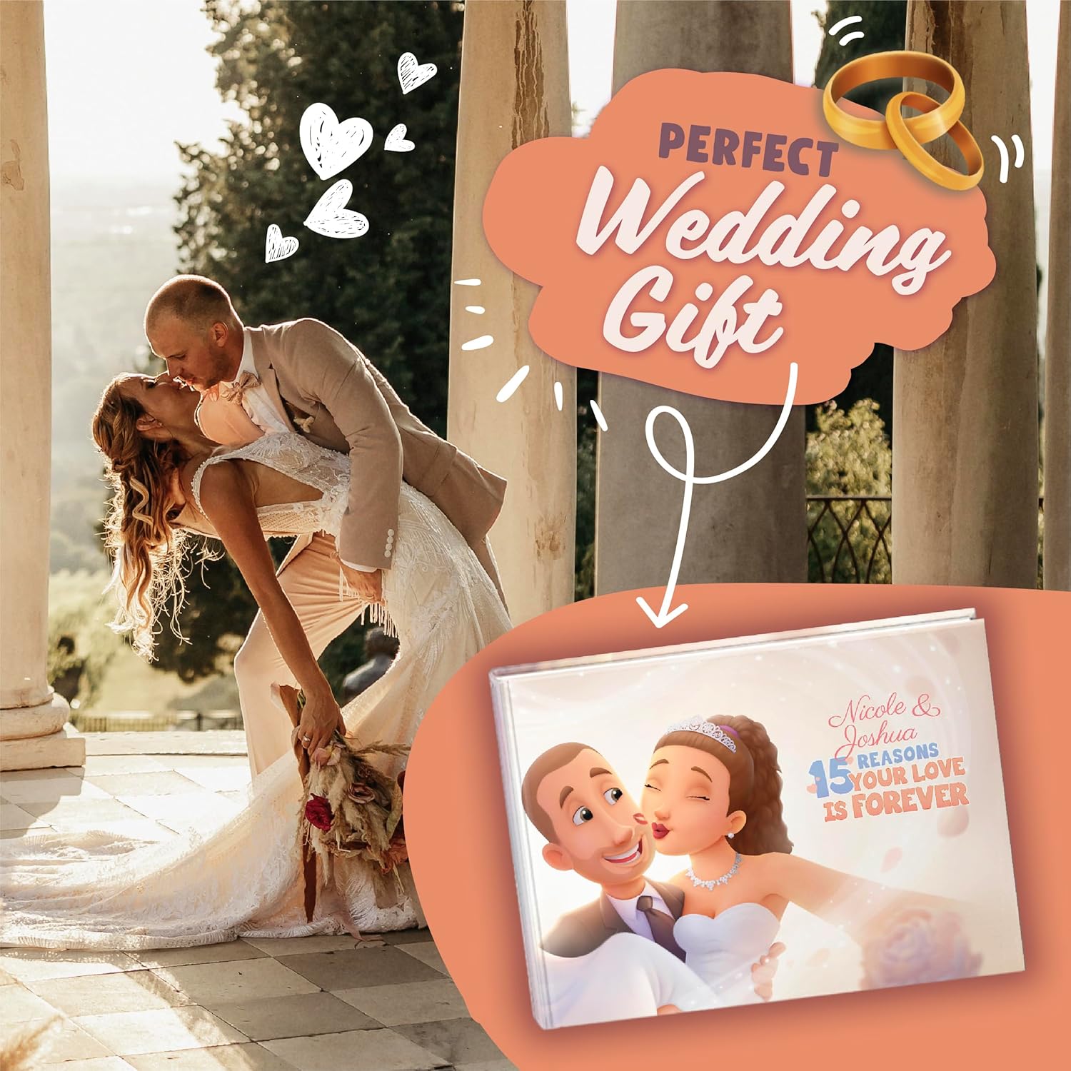 Personalized Wedding Gift | Hooray Heroes | 15 Reasons why Your Love Will be Eternal | Ideal for Newlyweds