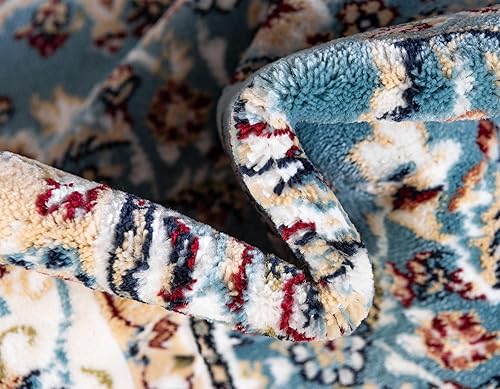 Miniatura 9 de Rugs.com Rabia Collection - Alfombra baja azul de 5 x 8 pies, perfecta para dormitorios, comedores, salas de estar