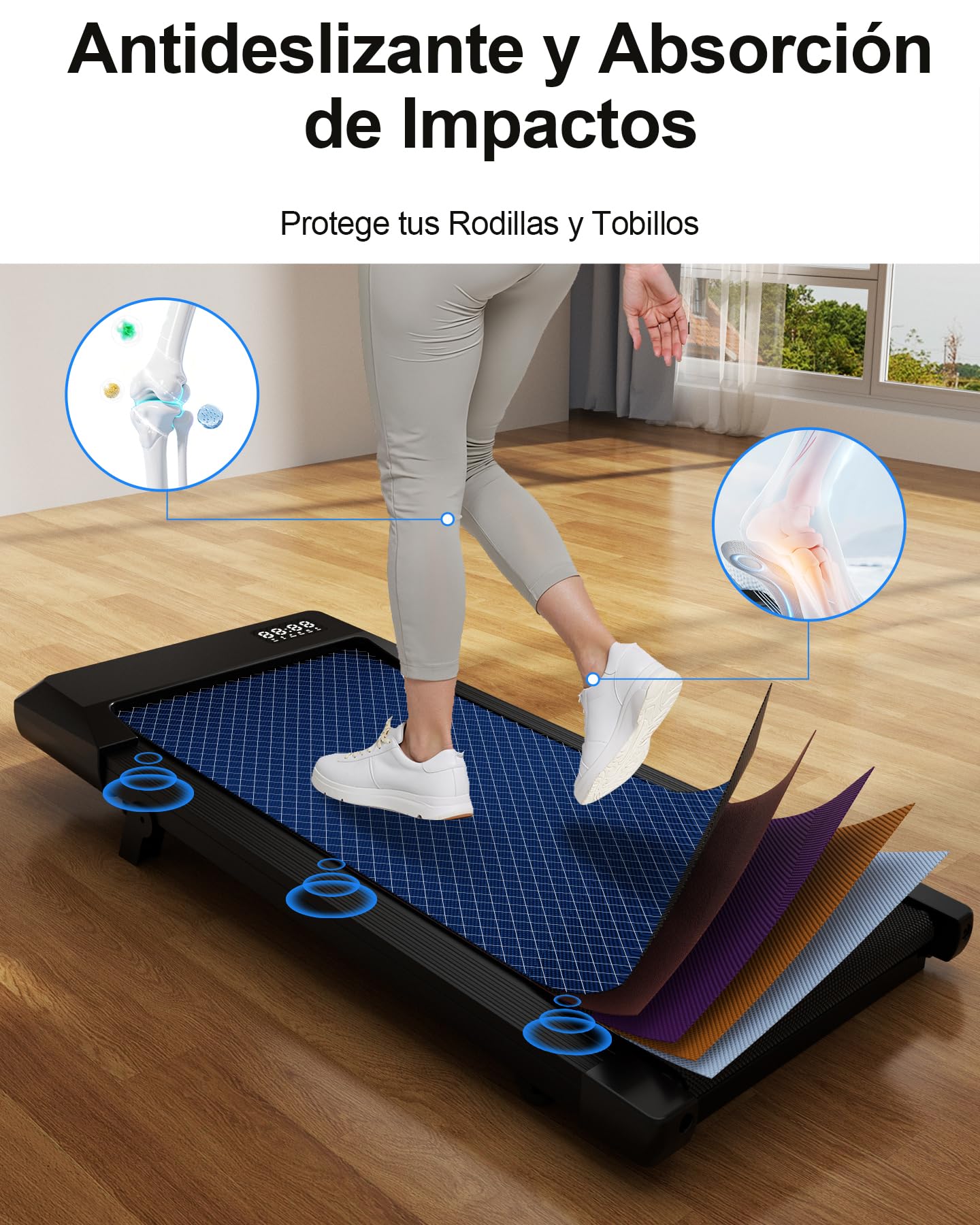 Copant Tapis de Marche, Tapis de Course avec LCD Écarn, 2.5 HP Walking Pad avec APP &Télécommande，Charge Max 136 kg, 1.5-6km/h pour Domicile ou Bureau