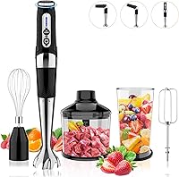 Vista 1 de Cordless Immersion Blender: 4-in-1 Rechargeable Electric Hand Blender, 21-Speeds & 3-Angle Adjustable with 700ml Chopper, 700ml Beaker, Egg Whisk