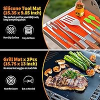 Vista 6 de Juego de accesorios para parrilla de 16 pulgadas, herramientas de accesorios para barbacoa de acero inoxidable resistente y accesorios para parrilla