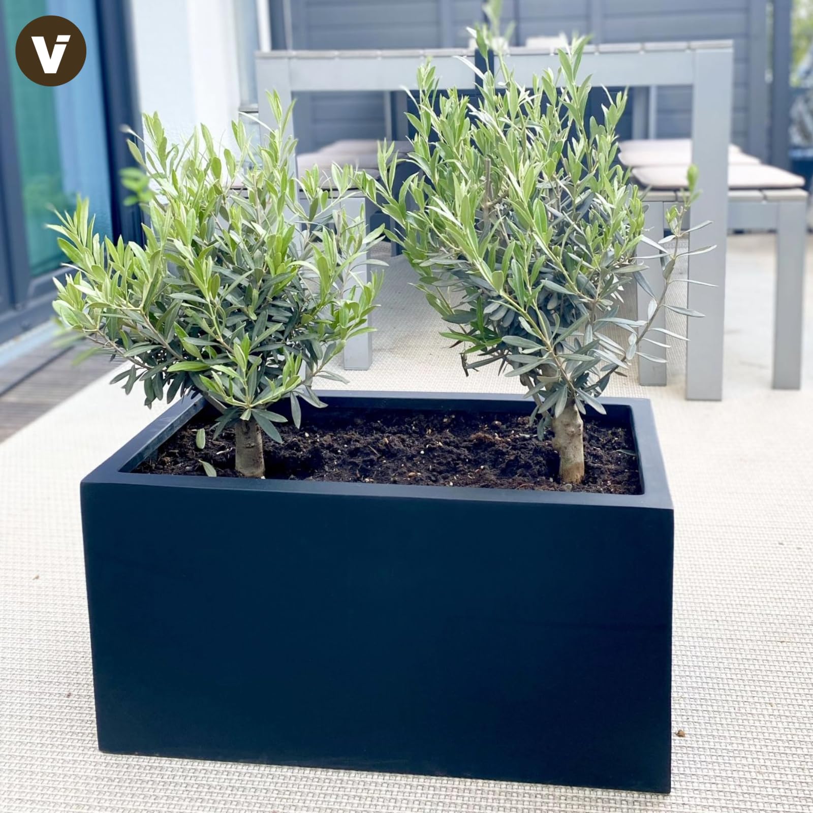 VIVANNO Bac à Plantes en Fibre de Verre Anthracite 30x60x30