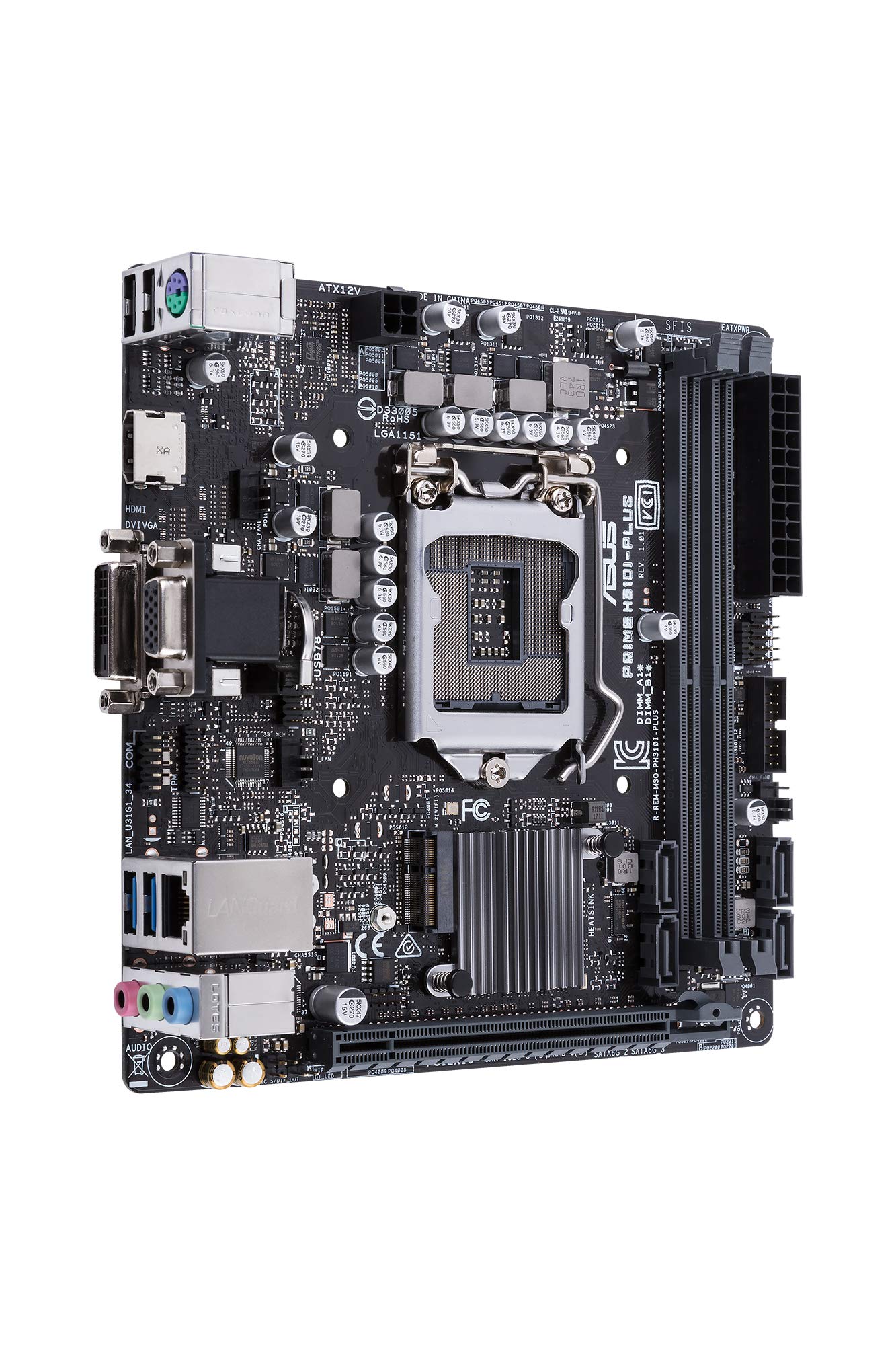 Asus PRIME H310I-PLUS/CSM Scheda Madre Mini-ITX, Intel LGA-1151 con DDR4 a 2666 MHz, Chiave M.2 e Supporto M.2 E, HDMI, SATA 6 Gbps e USB 3.1 Gen1, Nero