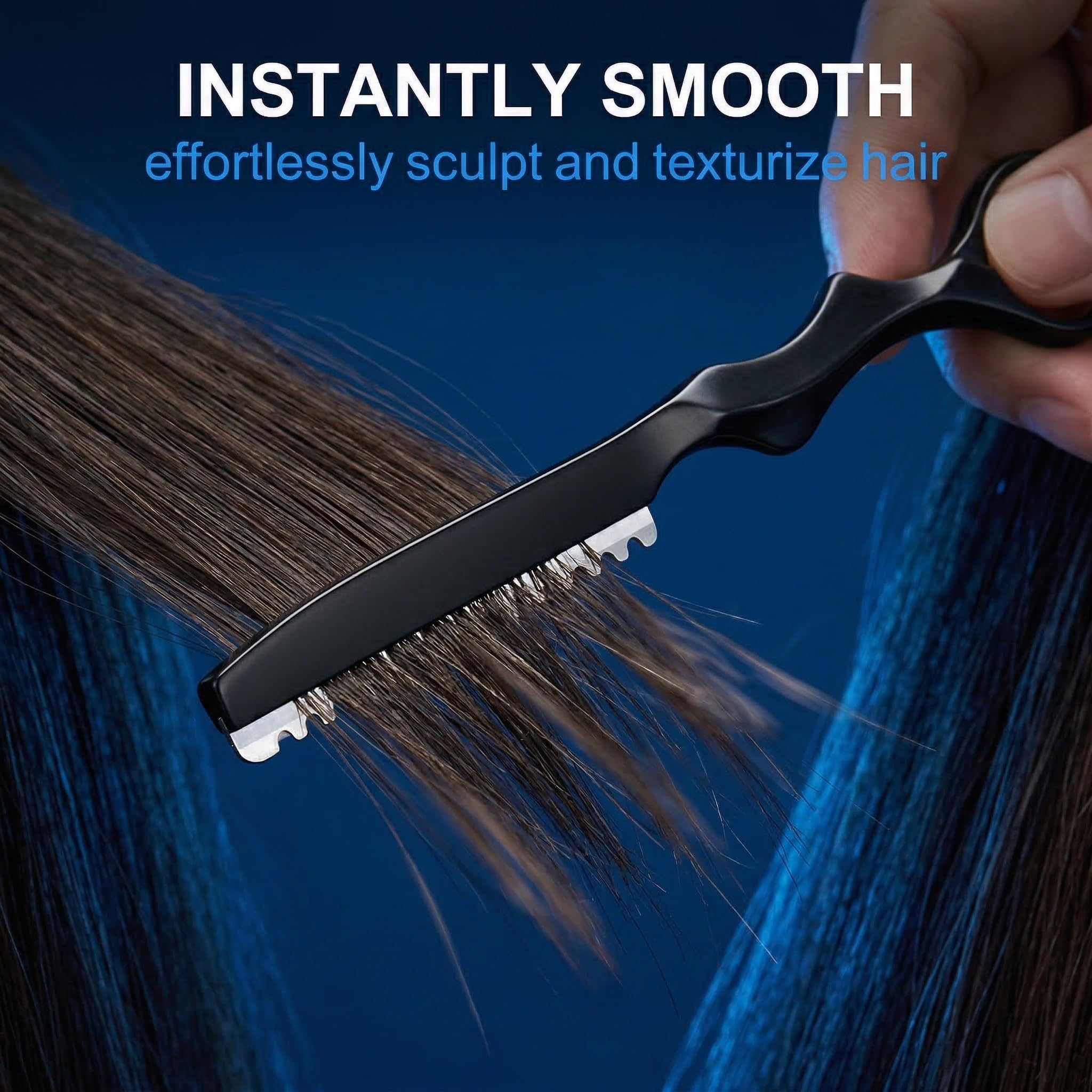 Sfilzino Per Capelli Professionale In Acciaio Inossidabile, Con 10 Lame Di Sicurezza Rimovibili,Per Tagliare Le Sopracciglia E Radere Il Viso, Regalo Per Uomo (Nero)