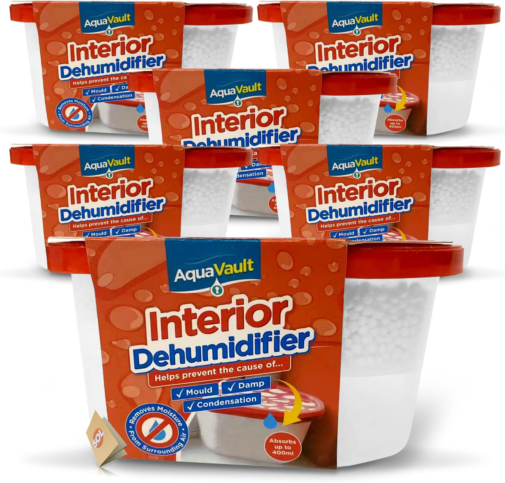 SOL 6pk 400ml Interior Dehumidifiers Disposable | Window Moisture Absorber for Window, Home, Wardrobe, Damp Traps Condensation Absorbers Windows, Damp Absorber Mini Dehumidifier Disposable + Notebook