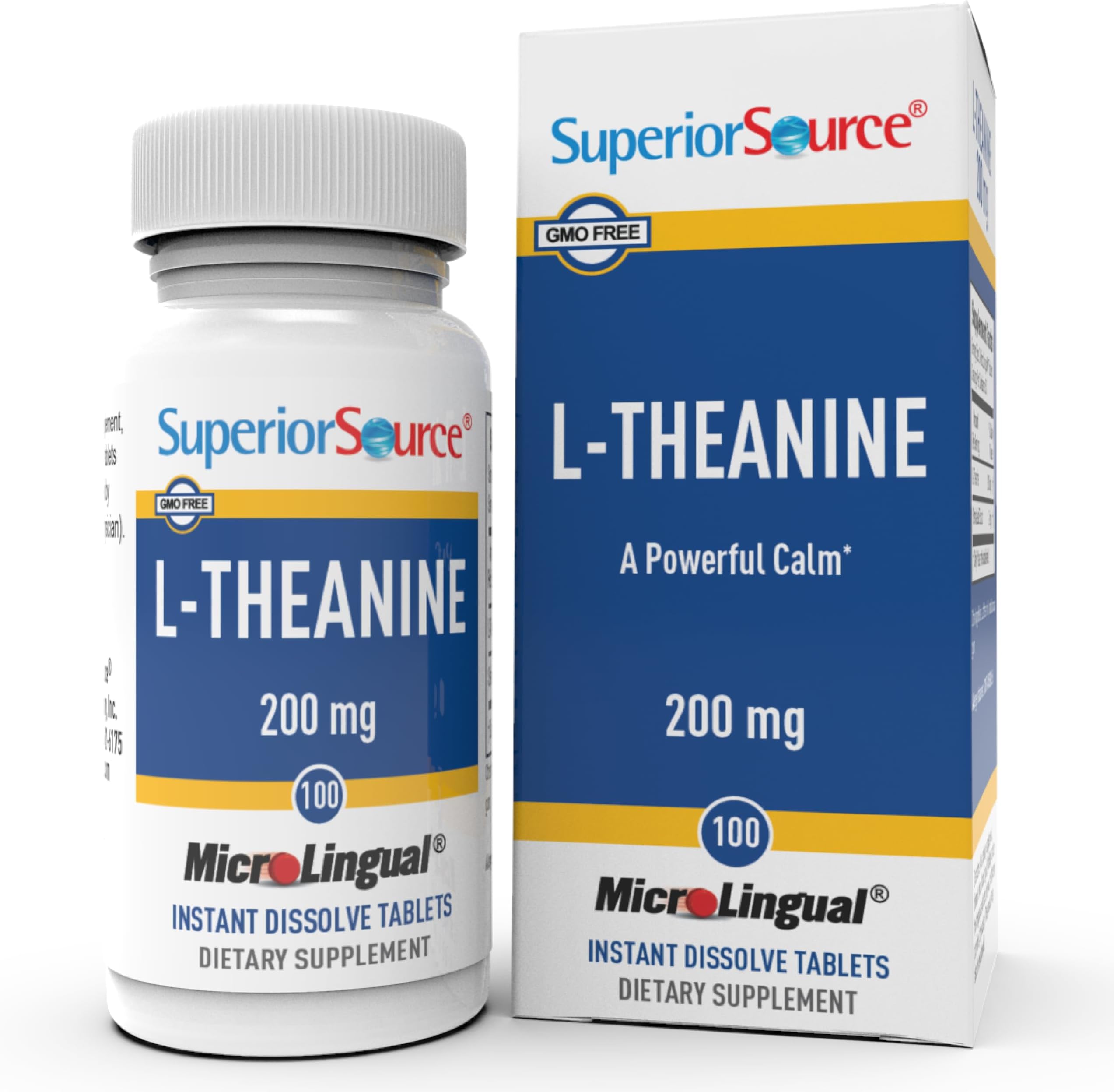 Superior Source L-Theanine 200 mg - Brain Health Support Supplement for Adults - Supplement Formula Helps Better Sleep & Daily Energy - Supports Concentration Naturally - 100 Instant Dissolve Tablets