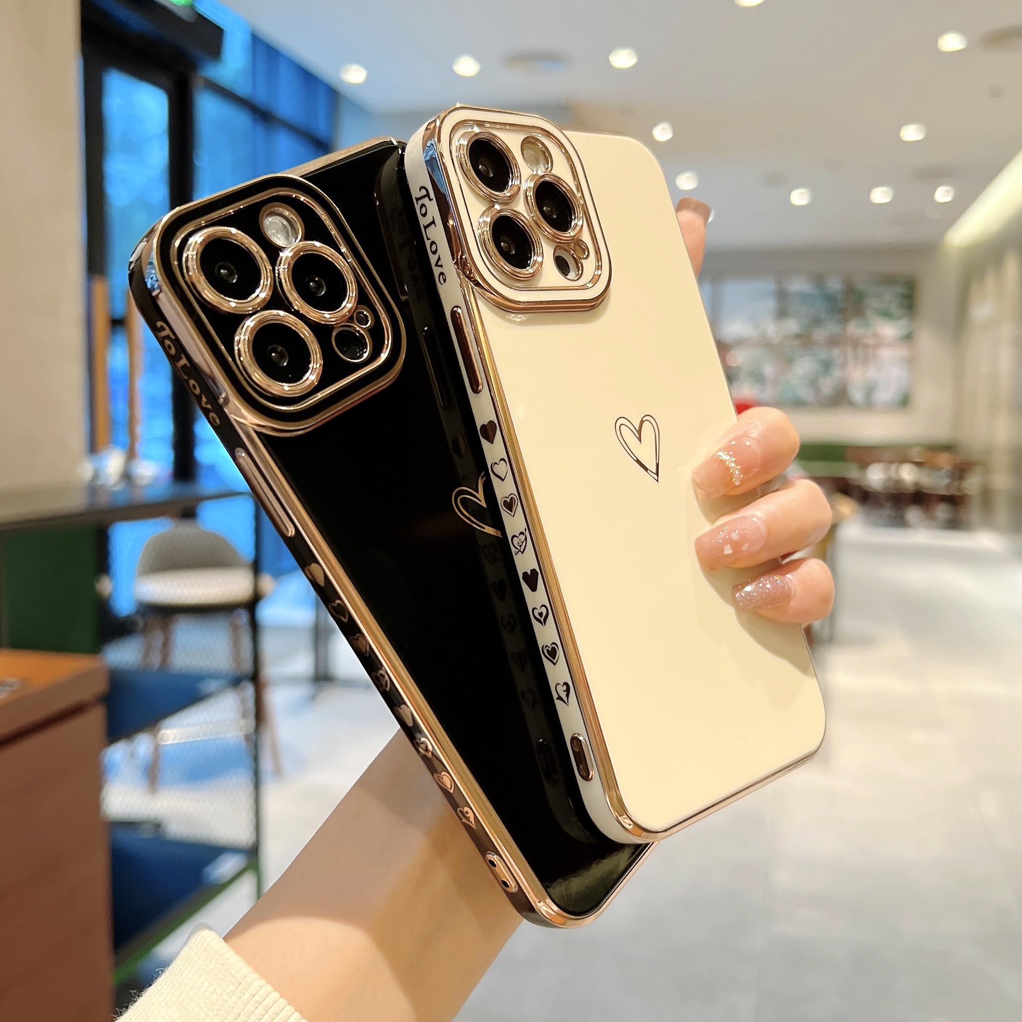 Lovmooful Funda Compatible Con IPhone 15, Diseño De Corazón Transparente Brillante Con Purpurina Brillante, Protector De Parachoques Para Niñas Y Mujeres, TPU Suave A Prueba De Golpes, Protector