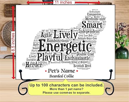 Miniatura 2 de Bearded Collie Personalize Dog Wall Art Print | Custom Name | Pet Loss Memorial Present | Gift Wrapped Home Decor | USA Handmade