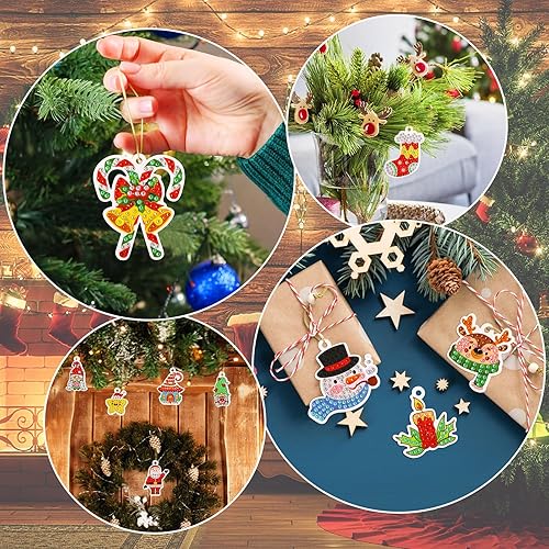 Miniatura 2 de 38 piezas de adornos de pintura de diamantes de Navidad 5D DIY Kit de pintura de diamantes de 38 estilos de temática de Navidad colgante de