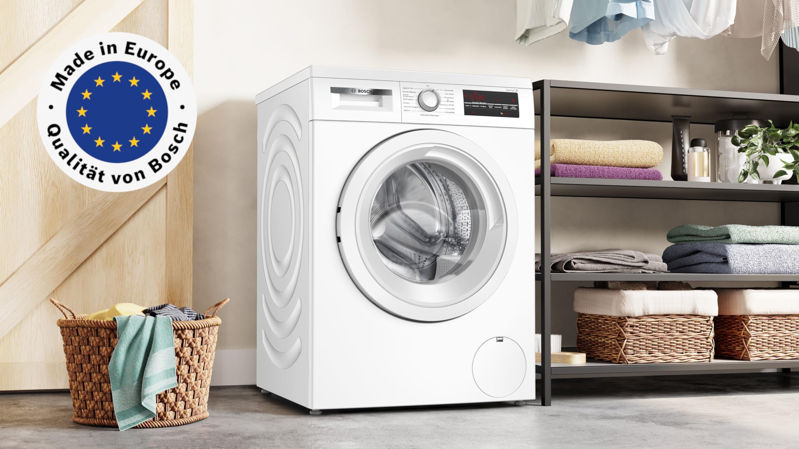 Bosch WUU28T22, Serie 6, Frontlader Waschmaschine, 9 kg, 1400 UpM, Unterbaufähig, SpeedPerfect, Maximale Energie- und Wasserersparnis, Nachlegefunktion, besonders hygienisch, AquaStop