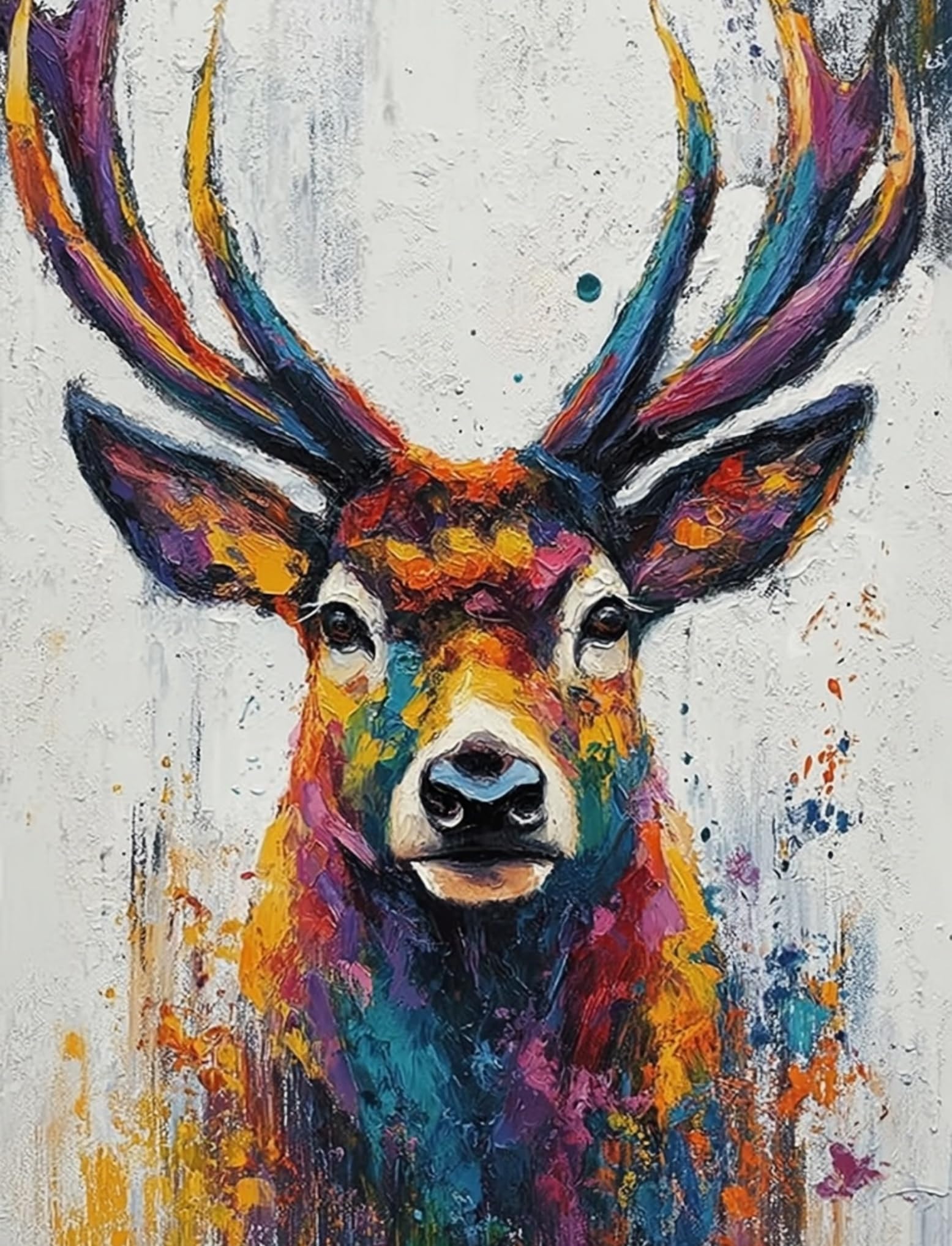WANGWANGMIAO Paint by Number for Adults,Colorful Elk Adult Painting by Numbers Canvas Kits, DIY Acrylic Oil Paints for Home Wall Decor Gift 16x20inch，with Frame