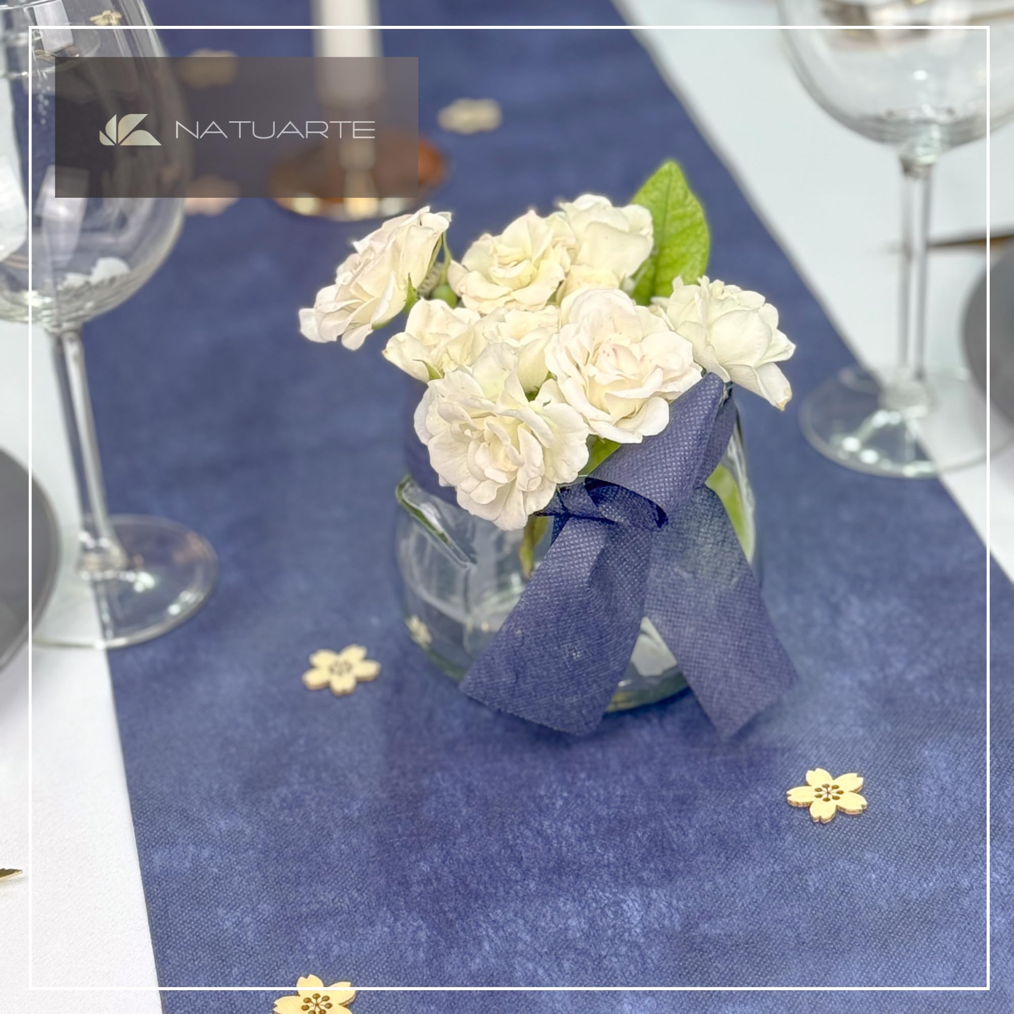 OSVINO Chemin De Table Dentelle Bleu 30cm X 25m - Rouleau Tulle Pour Mariage Et Décoration