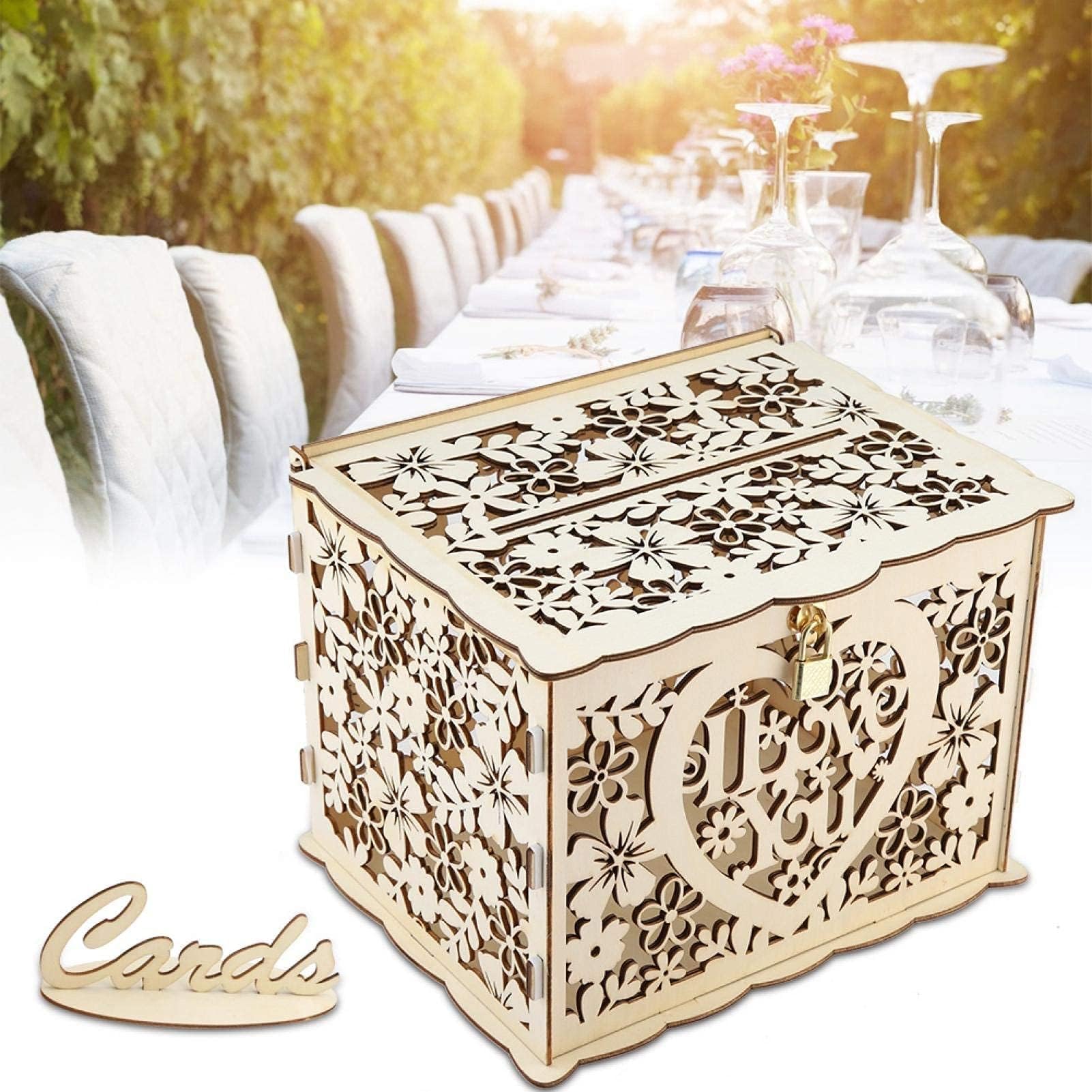 Bruiloftskaartbox, pvc, met slot, 25 x 25 x 21 cm