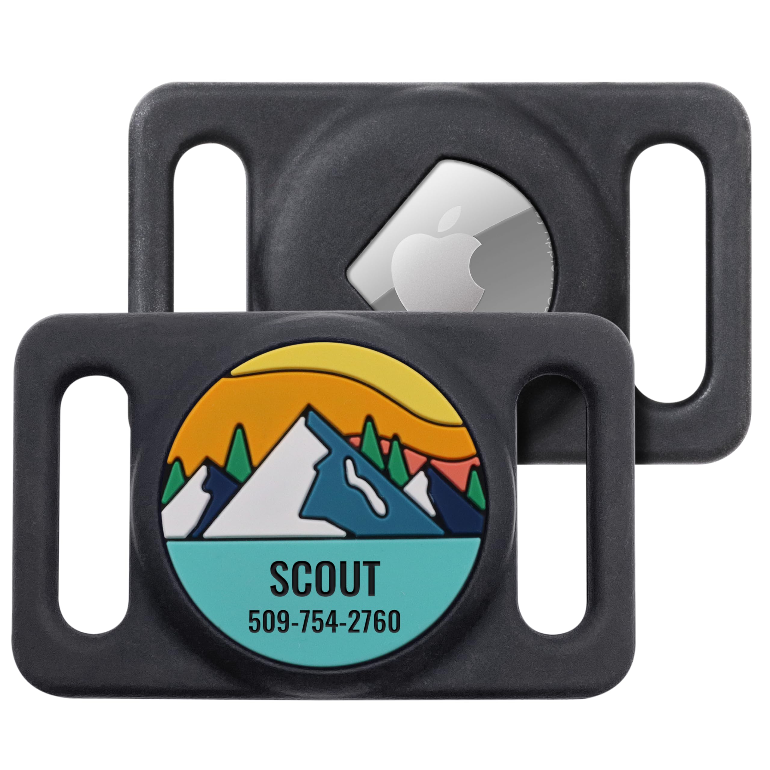 GoTags Engraved Airtag Dog Collar Holder, Personalized Airtag Case for Pet Collar, Up to 2 Lines of Custom Text, Slide On Tag for GPS Dog Tracker, Track Dogs with Apple iPhone, Large