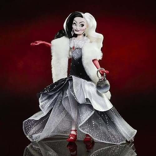 Miniatura 5 de Disney Princess Style Series Cruella De Vil, Muñeca de moda de estilo contemporáneo con accesorios, juguete coleccionable para niñas de 6 años en