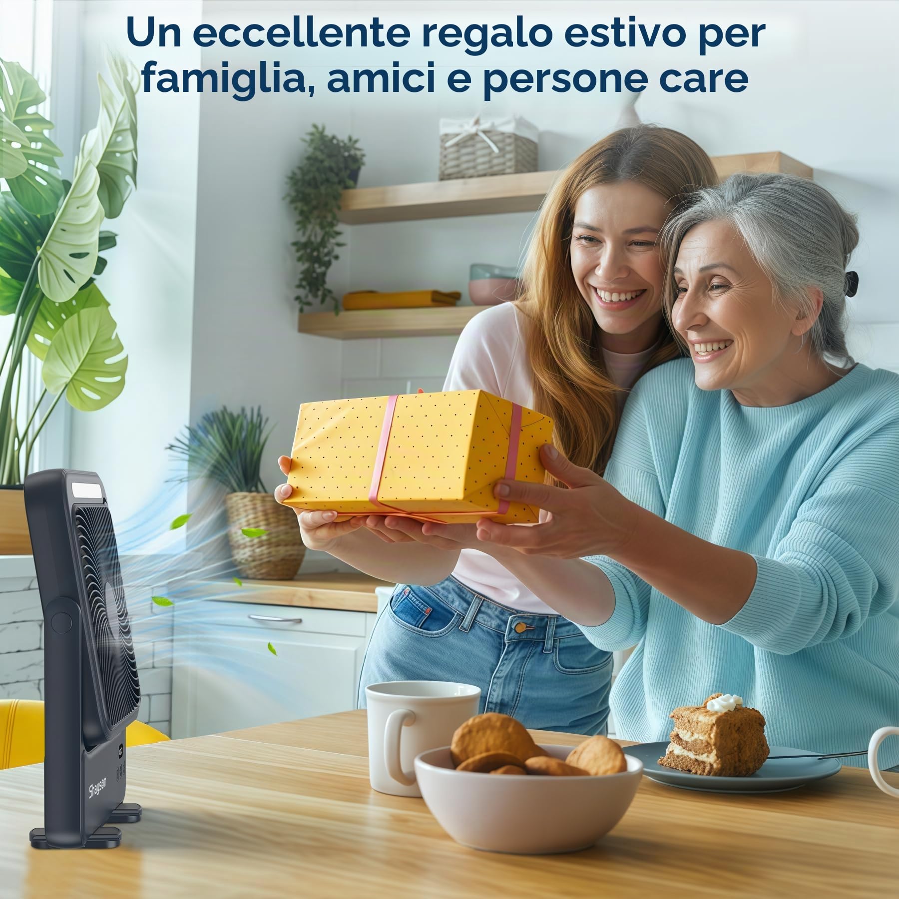 Ventilatore Portatile 20000mAh Campeggio USB Ventilatore da Tavolo con Luce LED, 4 Velocità, 12-43 ore di Funzionamento, Smart Display, Riduzione del rumore, per Ufficio, Casa ed Esterno (Nero)
