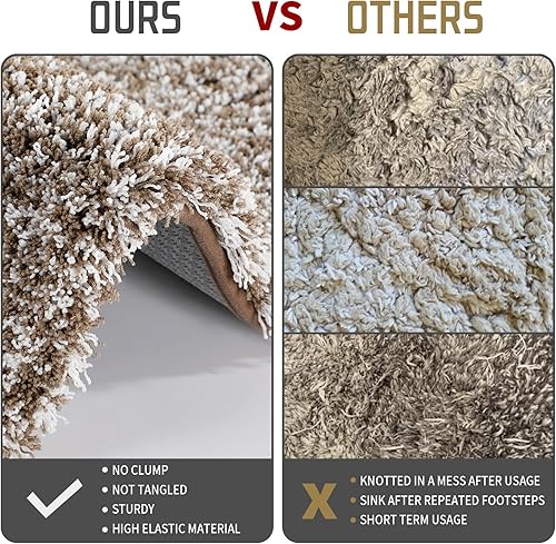 Miniatura 8 de Yimobra Alfombra de baño de peluche, gruesa y suave, súper peluda, cómoda, de rápida absorción de agua, antideslizante, ultra afelpada, lavable a