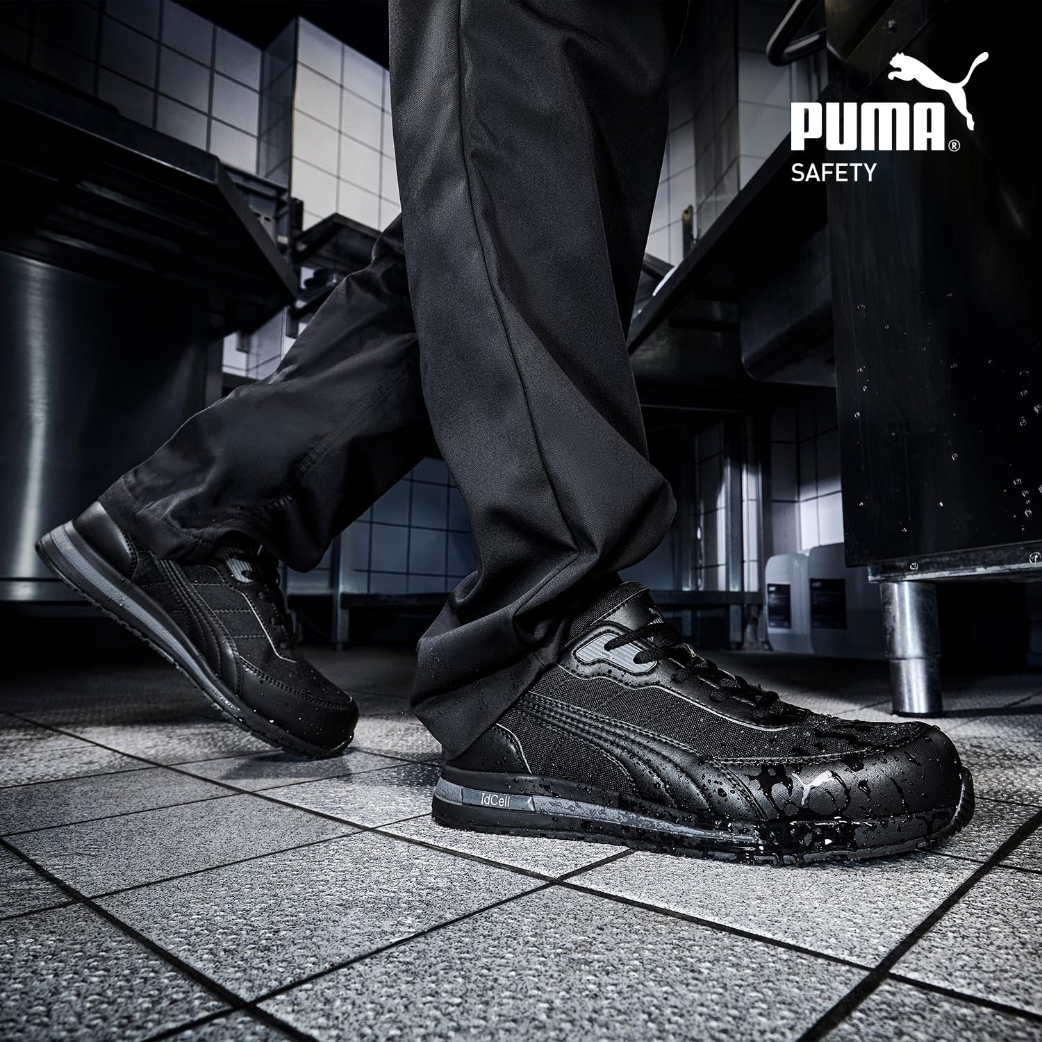 PUMA Safety EPIK Rutschhemmende Berufsschuhe – rutschfeste O2 Arbeitsschuhe, metallfrei, wasserabweisend – ideal als Kochschuhe & Arbeits- Sneaker - Schwarz