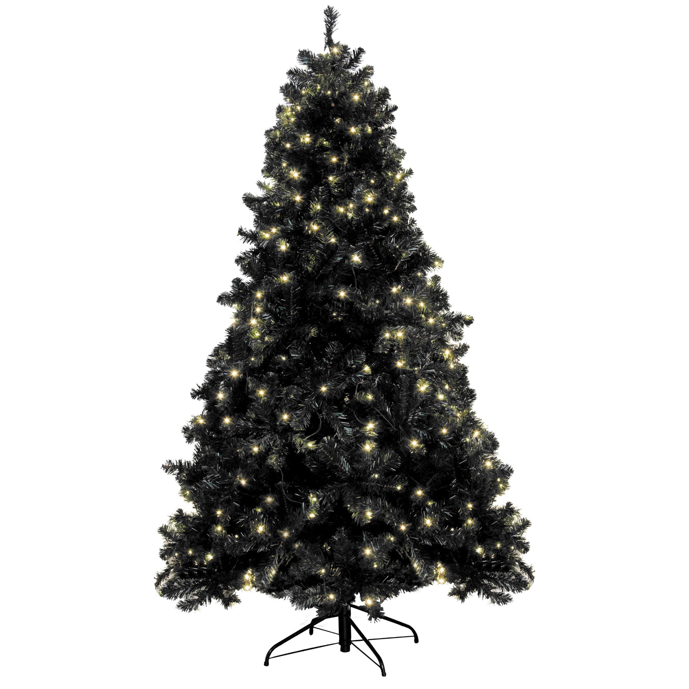 Christmas Tree World Green | 7Ft Artificial Pre-Lit Black Iridescence Pine | Bushy And Luxury Quality Pvc Tips | Easy To Assemble And Take Down | 126Cm Diameter