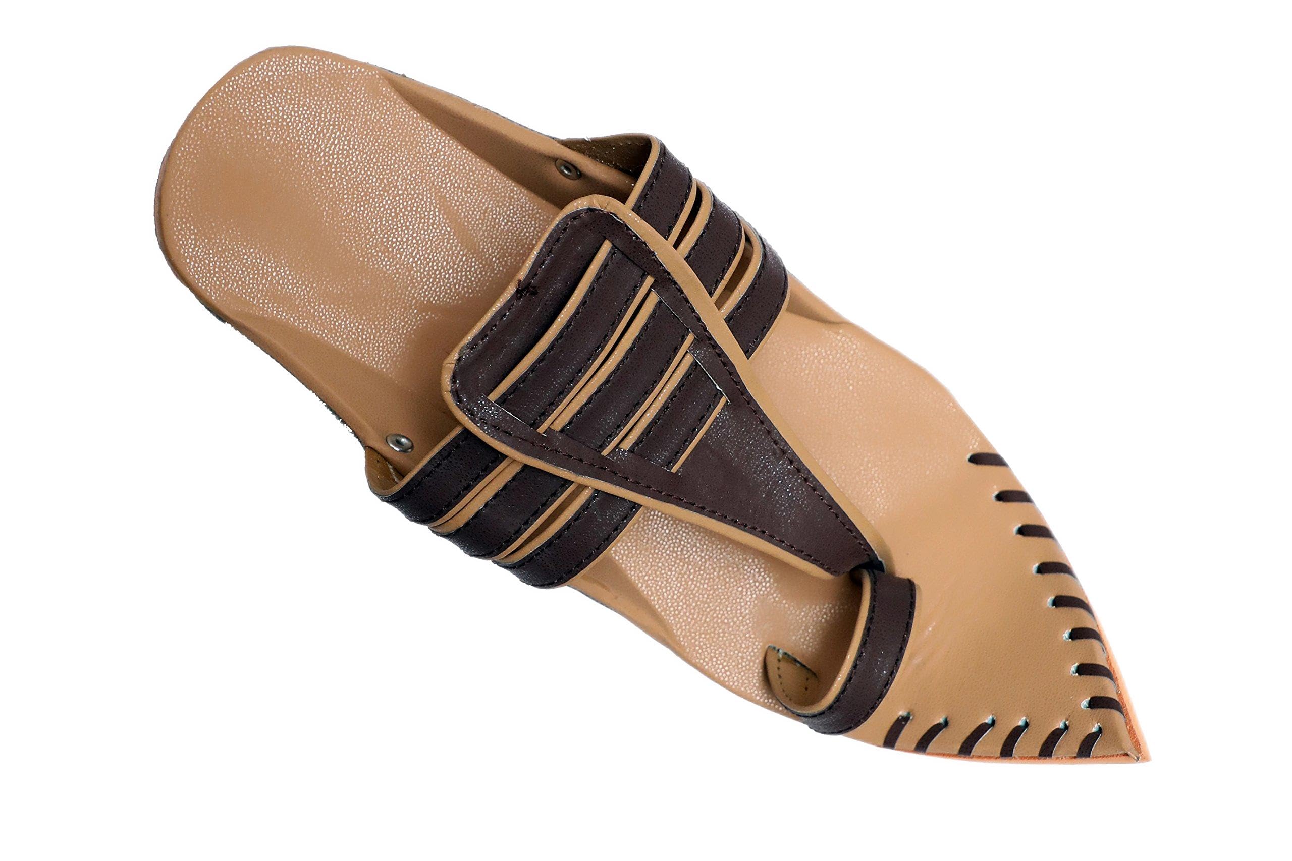 PM Traders Gigantic Multicolor Ethnic Chappals for Men Ethnic Footwear Rajasthani Chappal for Men (UK6-UK11) Brown