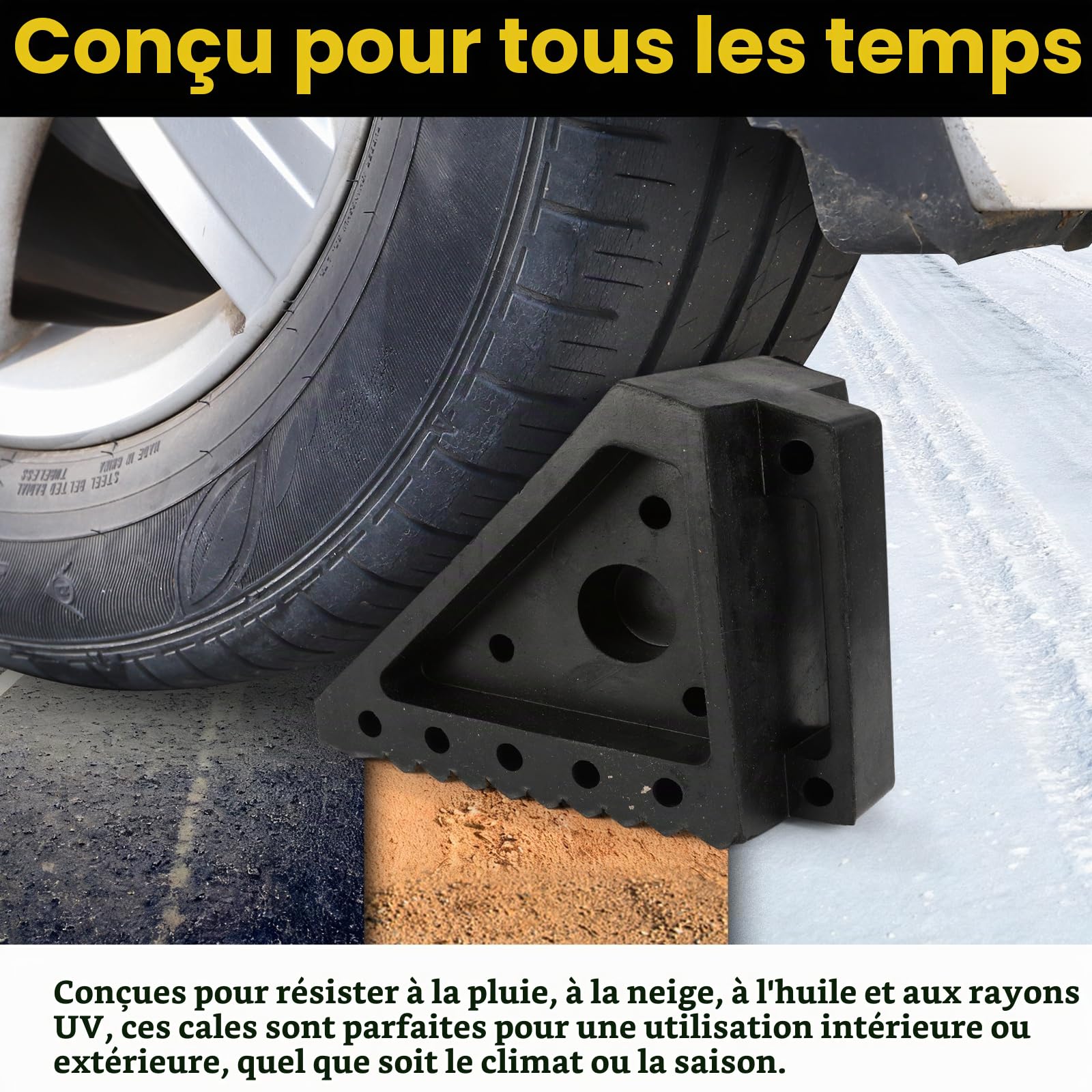 Maxxhaul Products 70472 Figurine de remorquage Noir Cale de Roue, Lot de 2