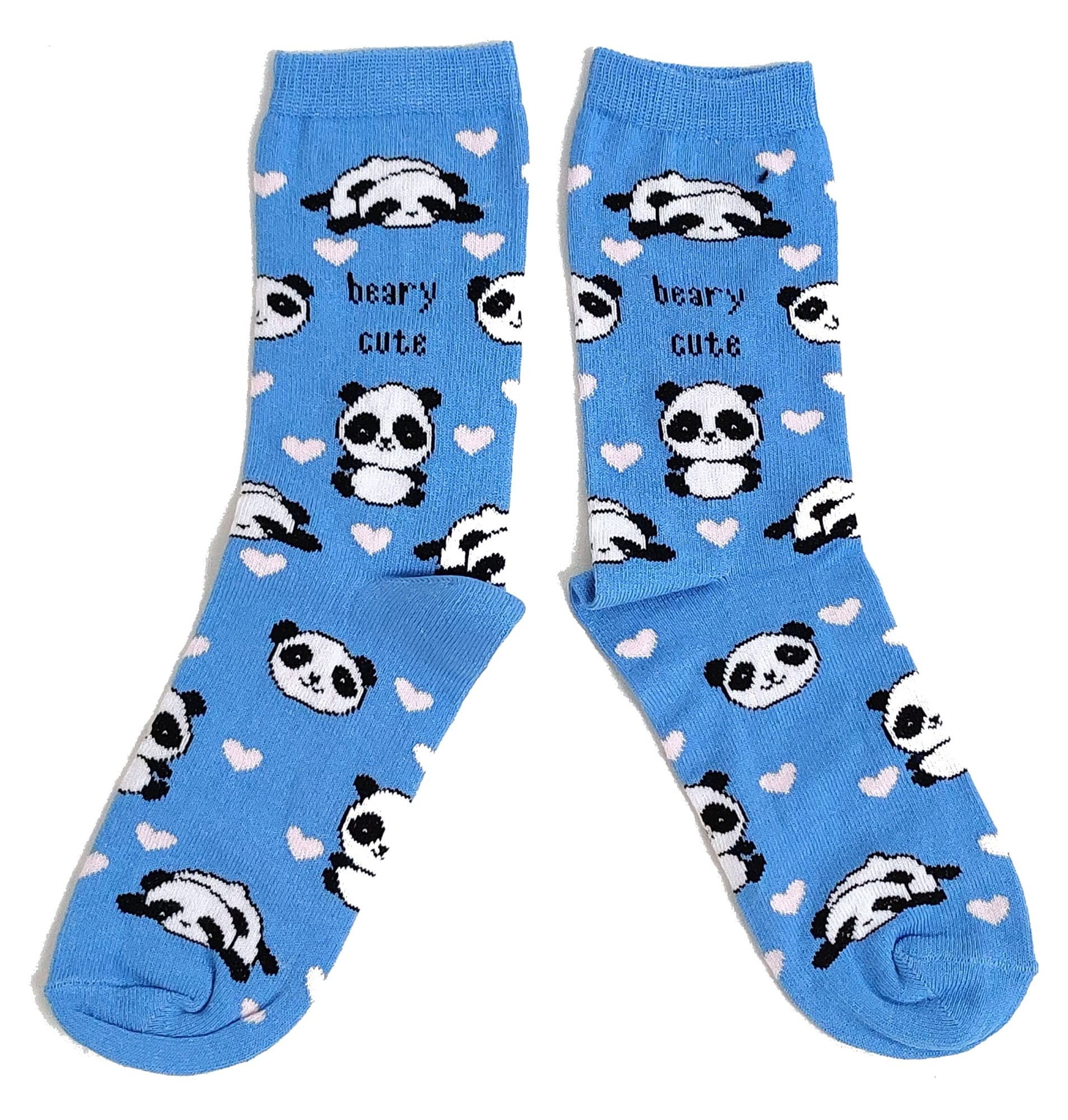 Sock Shack Women's Blue Beary Cute Panda Bear Smiling Faces Socks 4-8 Uk /37-42 Eur/6-10 Us